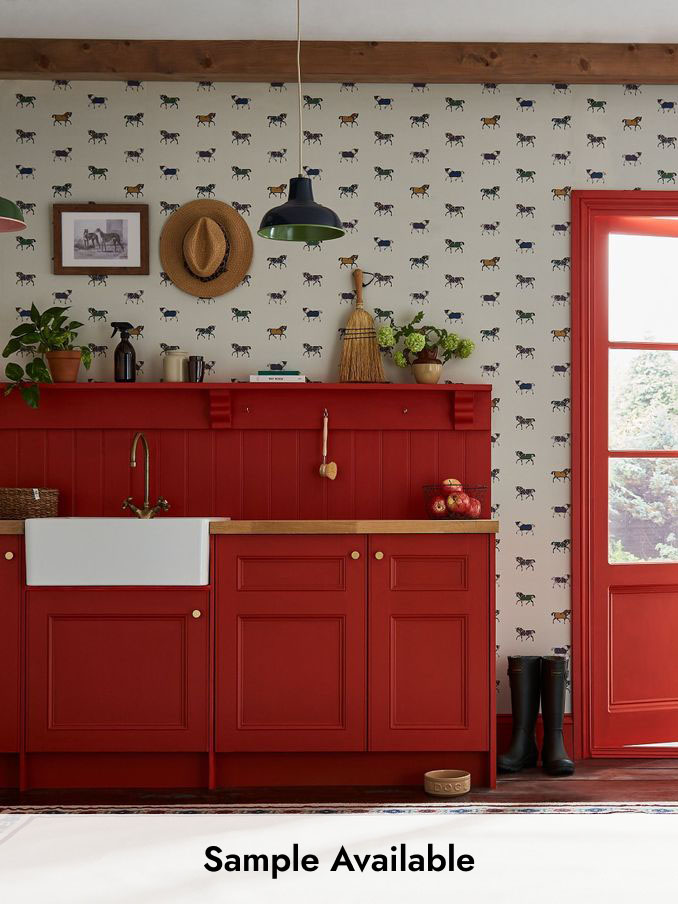 Cream/Multi Regal Horse Print 10M Wallpaper (AL7086) | £48