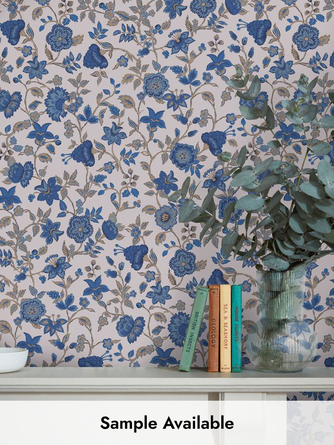 Cream/Blue Trailing Scot 10M Wallpaper (AL7088) | £48