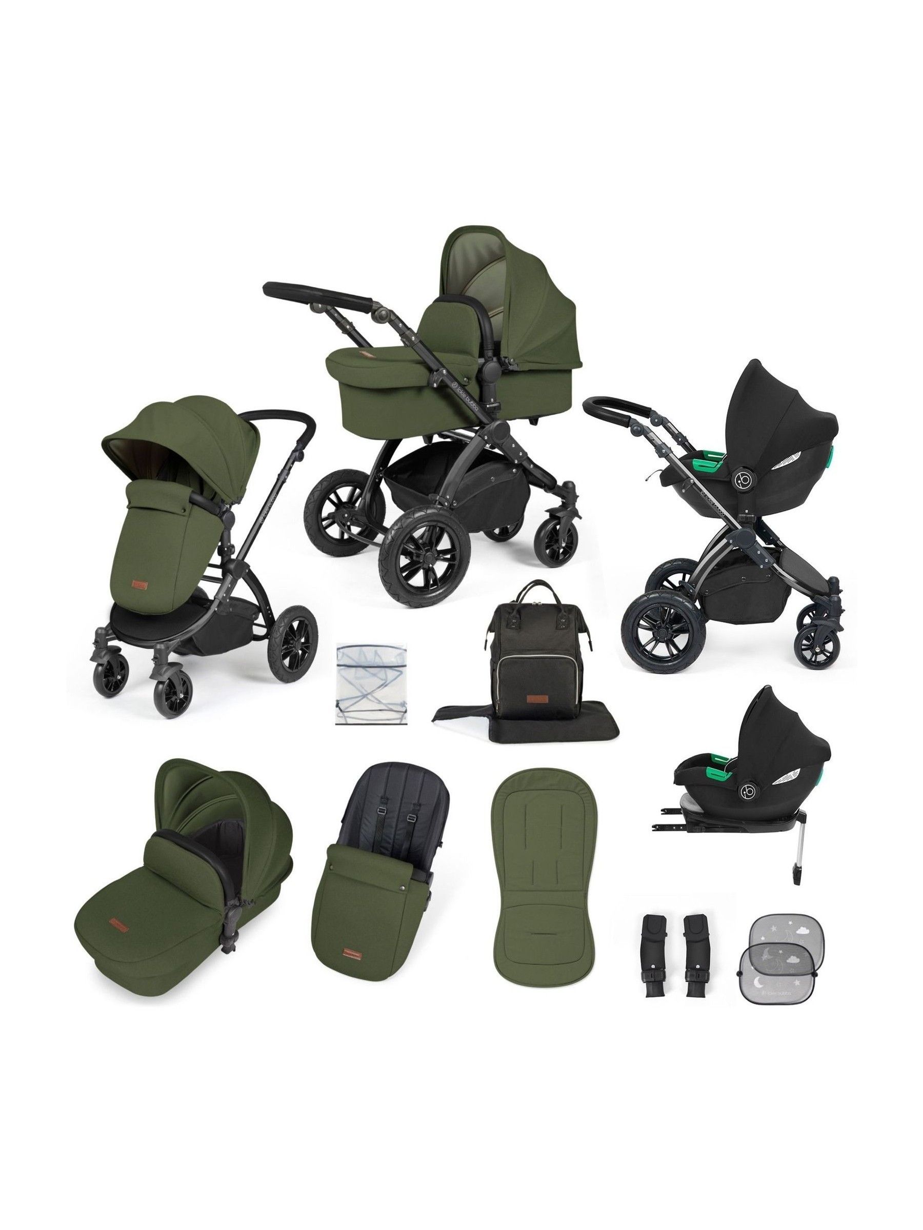 Ickle Bubba Black Woodland Stomp Luxe All-In-One I Size Travel System with Ci Base (AL9712) | £599