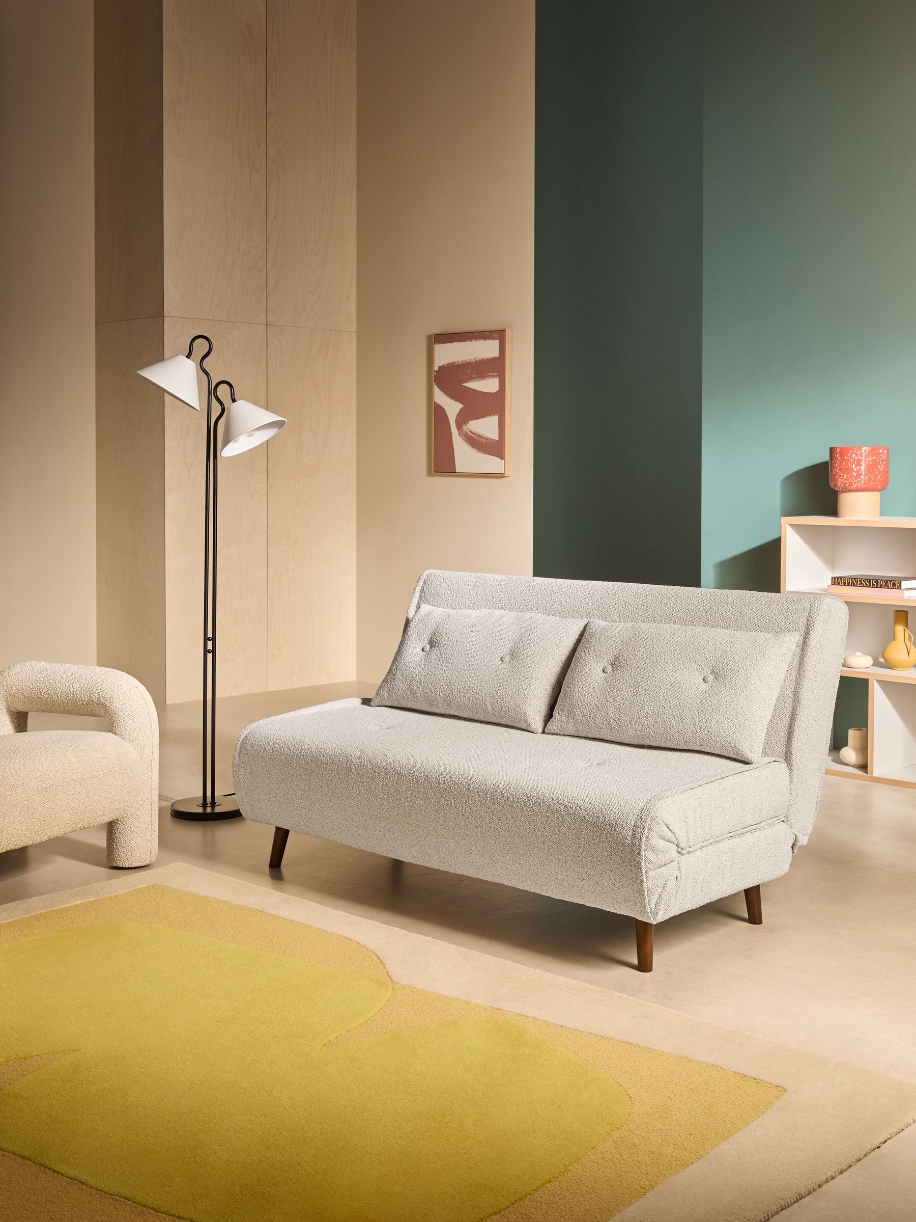 Large Haru 2 Seater Sofa Bed in Off White Pax Boucle (AL9895) | £575