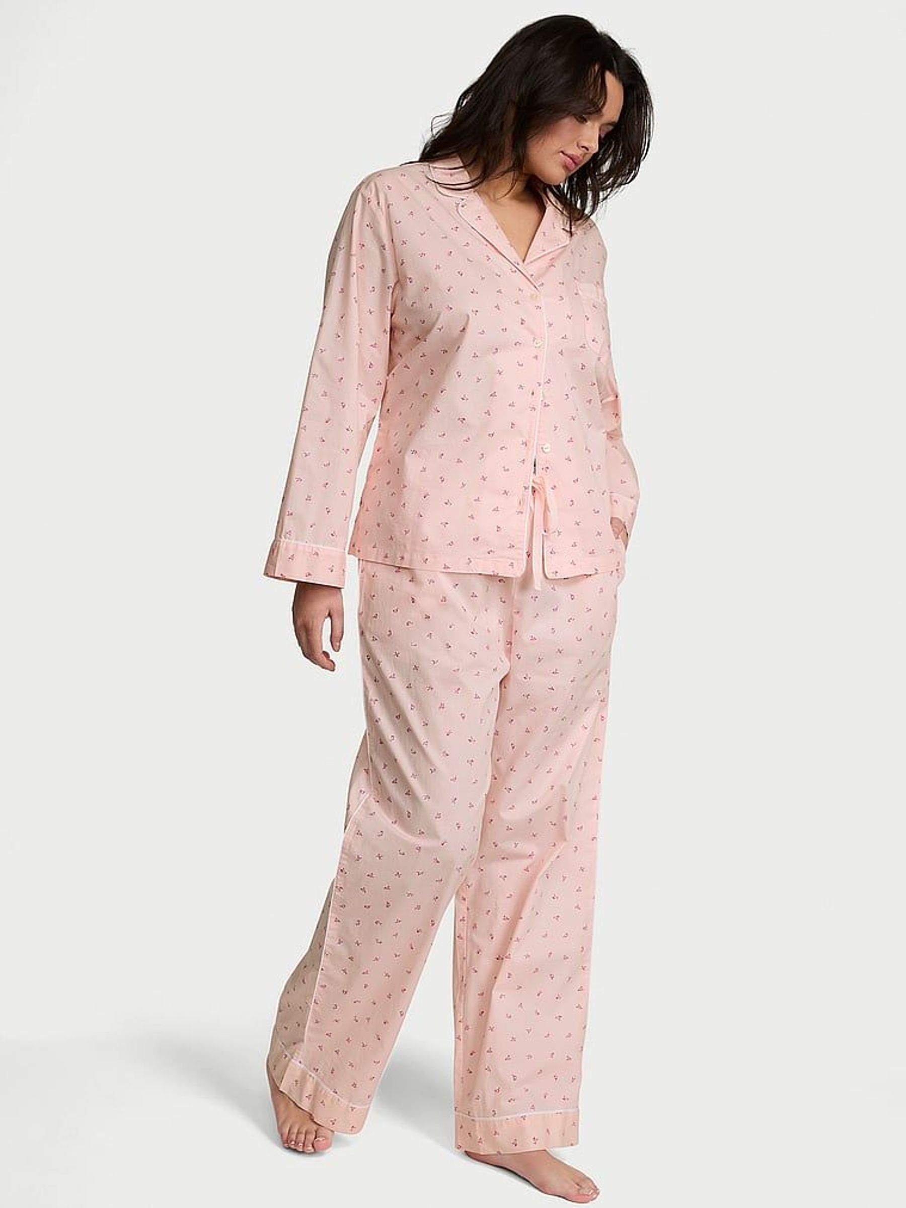 Purest Pink Flowers Cotton Long Pyjama Set (AM0874) | £49