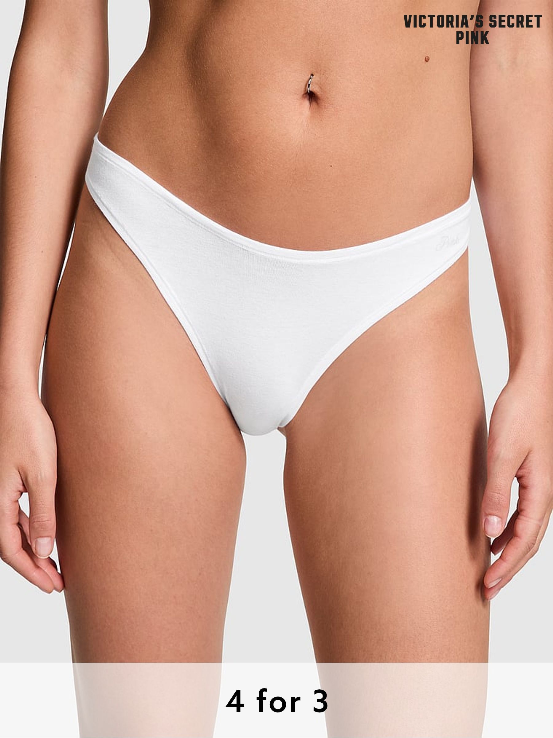 White Thong Cotton Knickers (AM0899) | £9