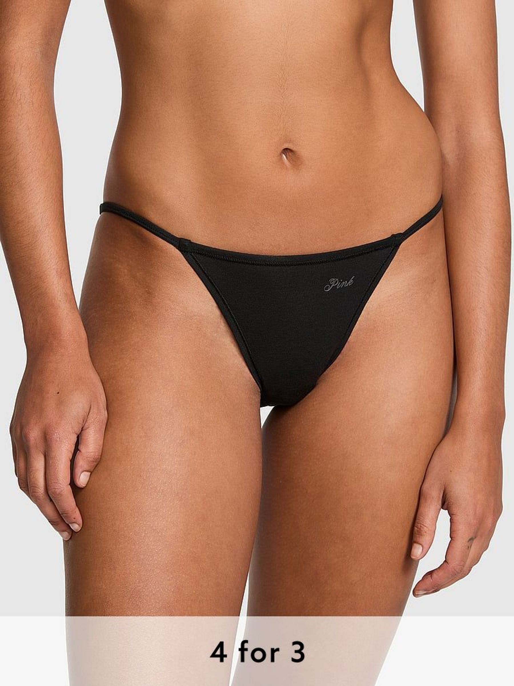Black Cotton String Bikini Knickers (AM0902) | £9