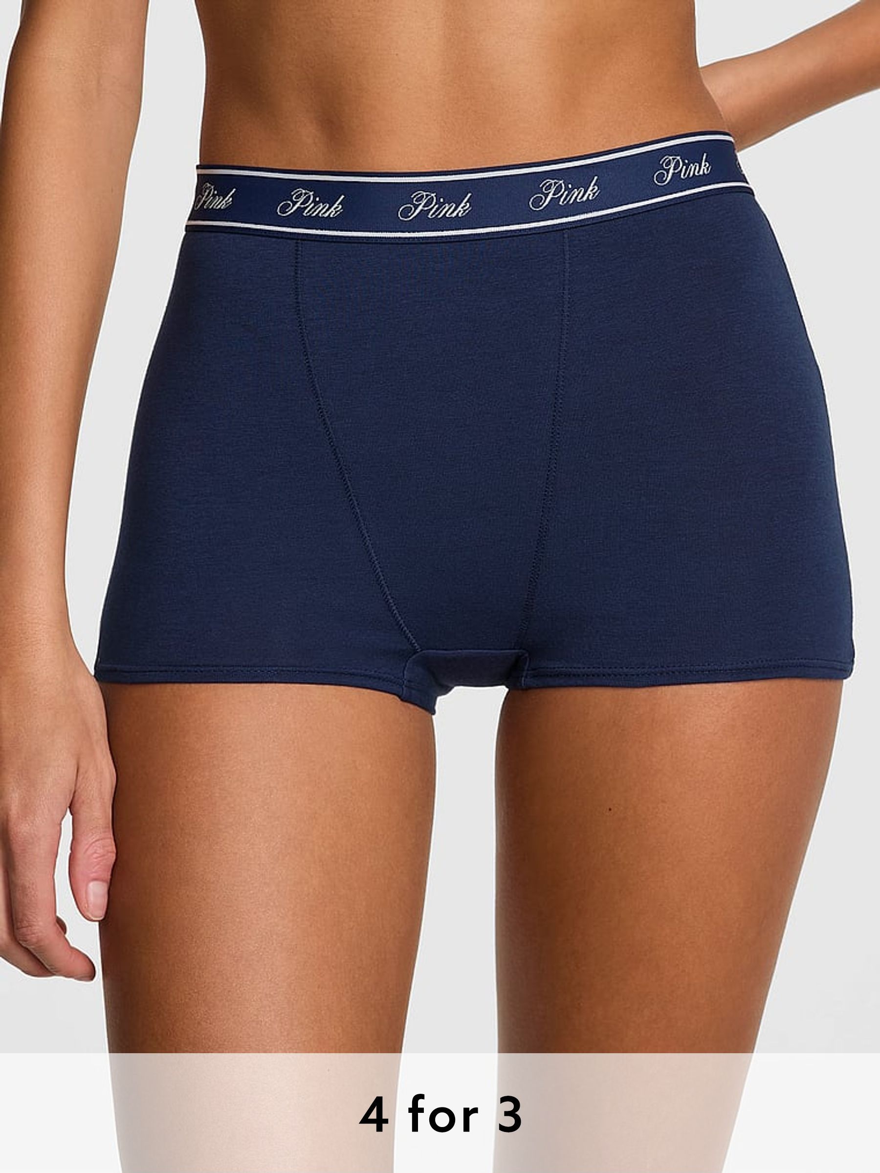 Midnight Navy Blue High Waist Cotton Logo Knickers (AM0912) | £9
