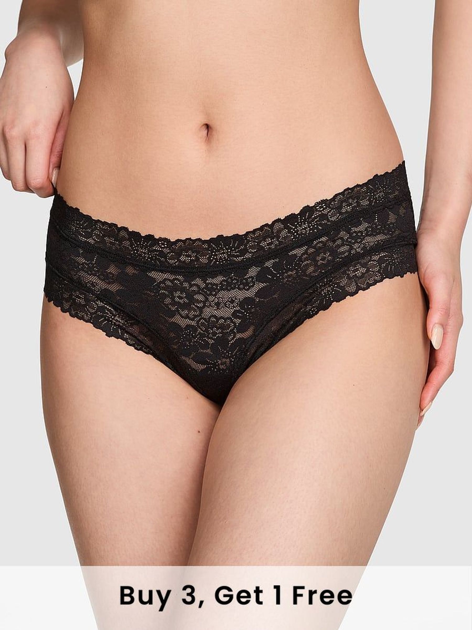 Black Cheeky Floral Lace Knickers (AM0915) | £9