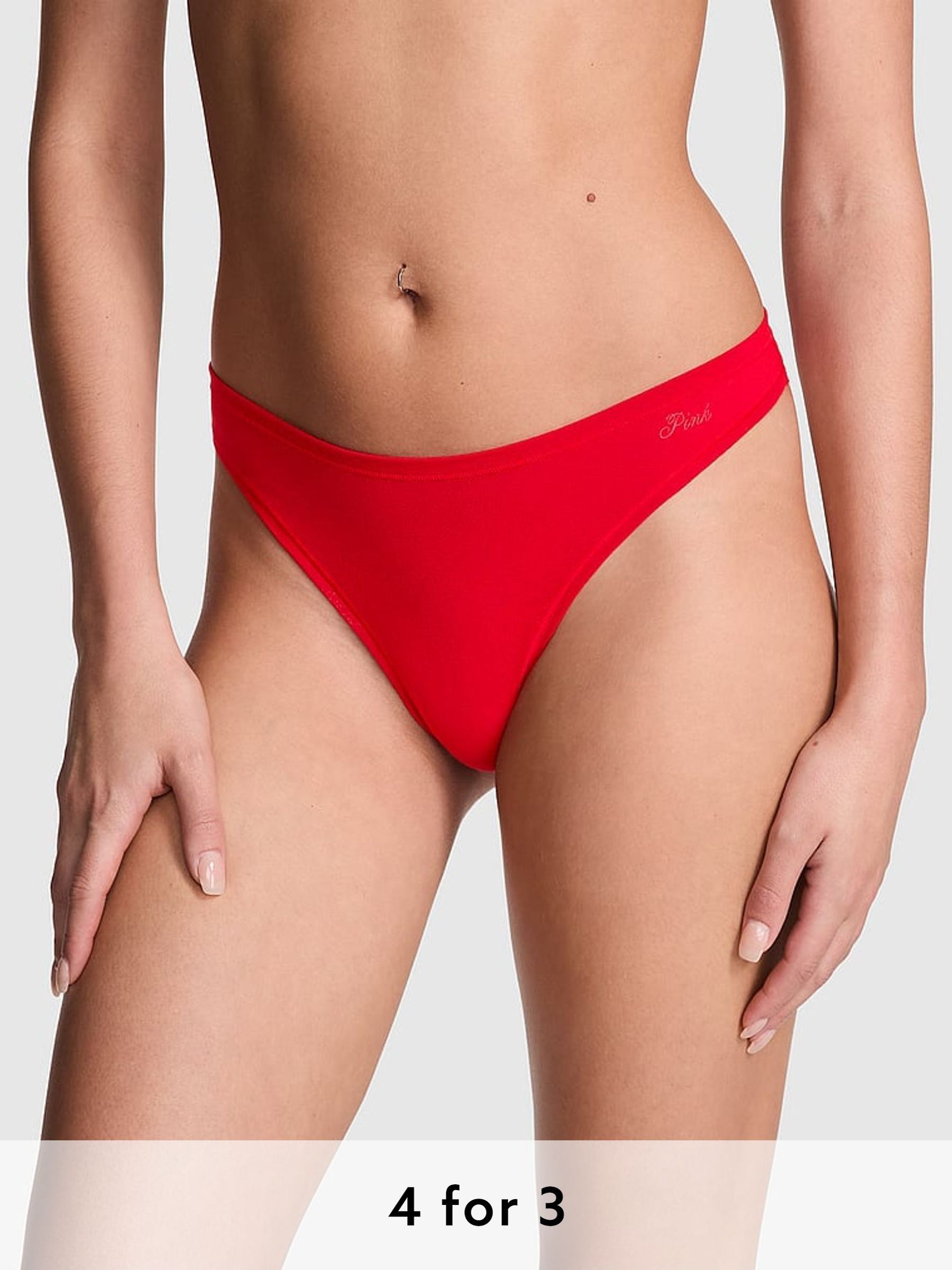 Vermillion Red Thong Cotton Knickers (AM0920) | £9