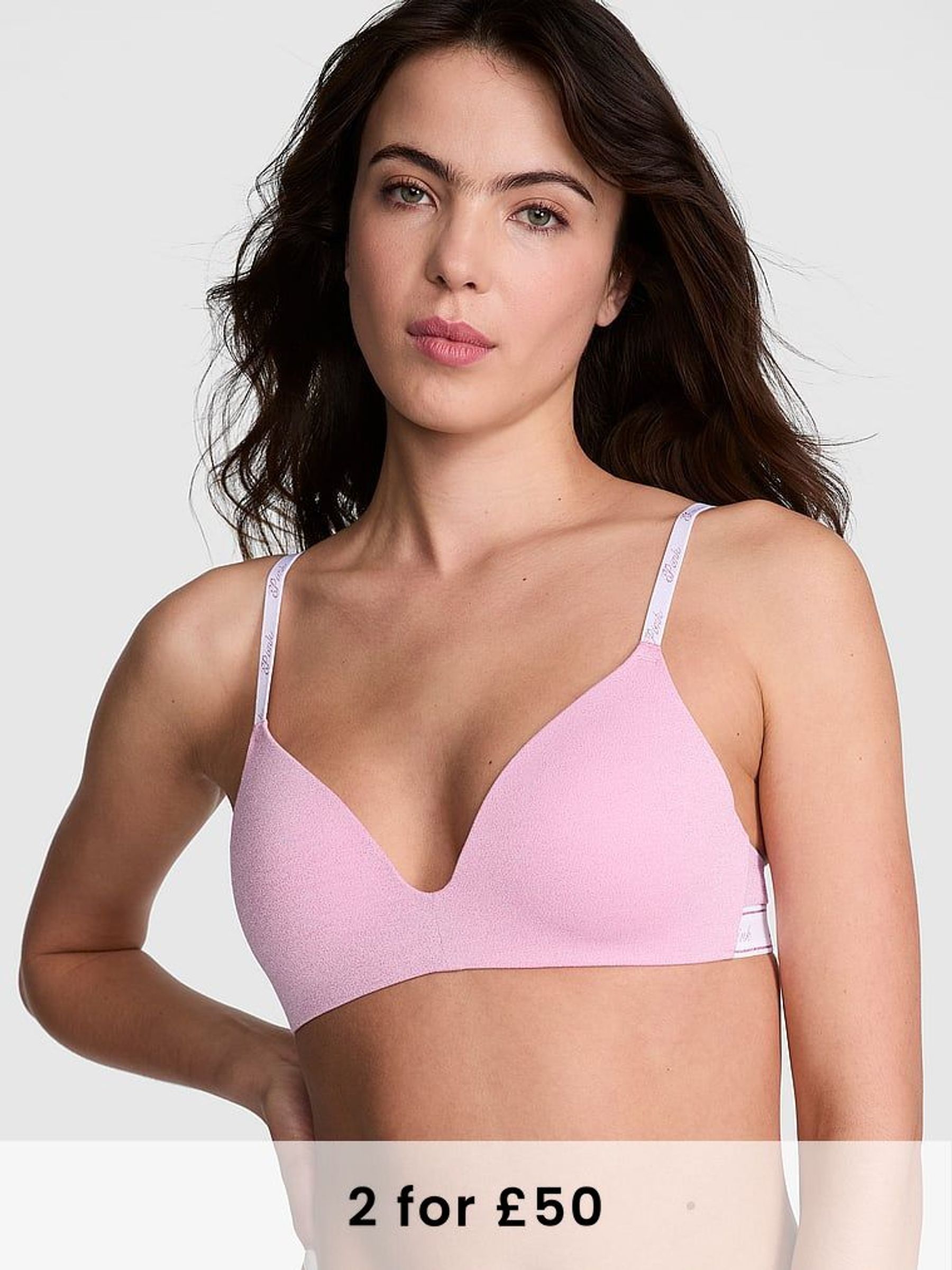 Petal Pink Shine Non Wired Push Up Cotton Logo Bra (AM0922) | £29