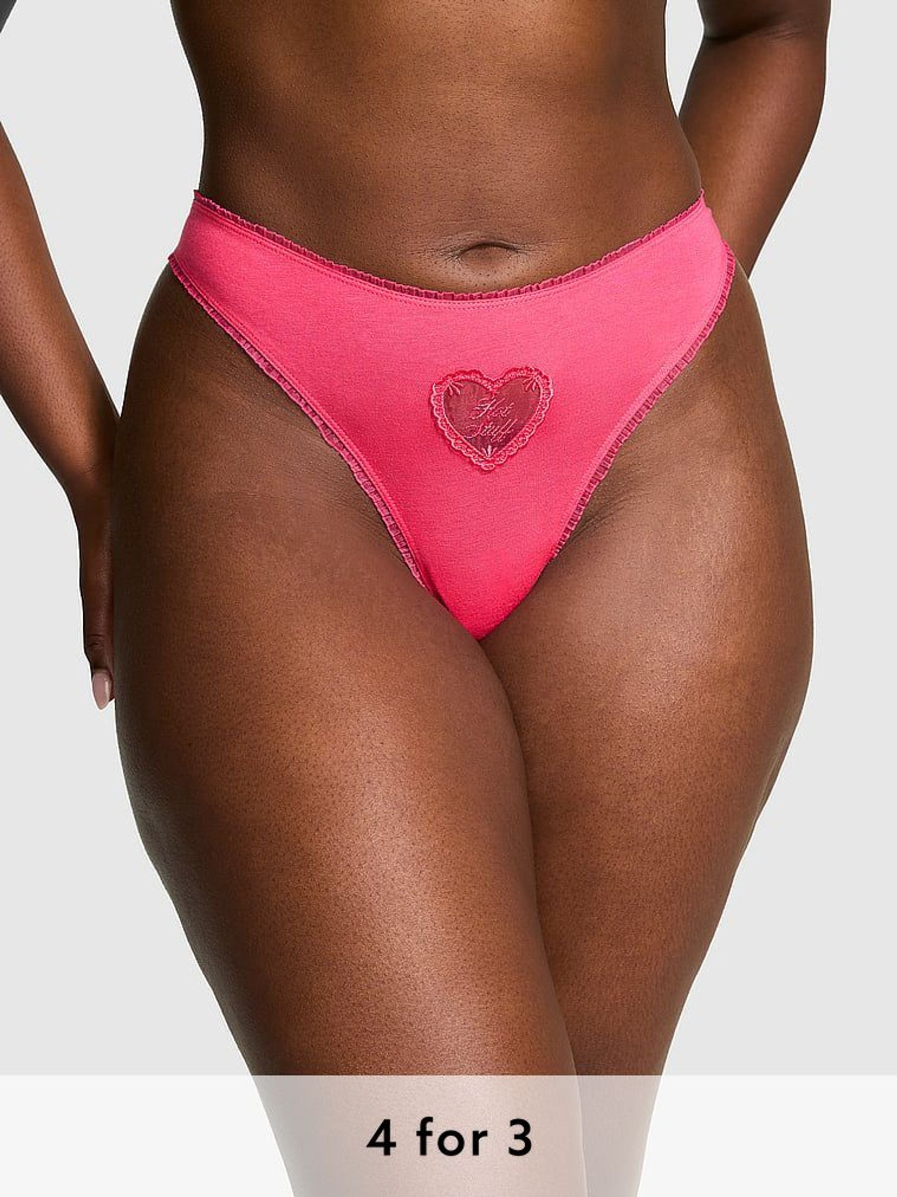 Double Bubble Pink Thong Cotton Knickers (AM0926) | £9