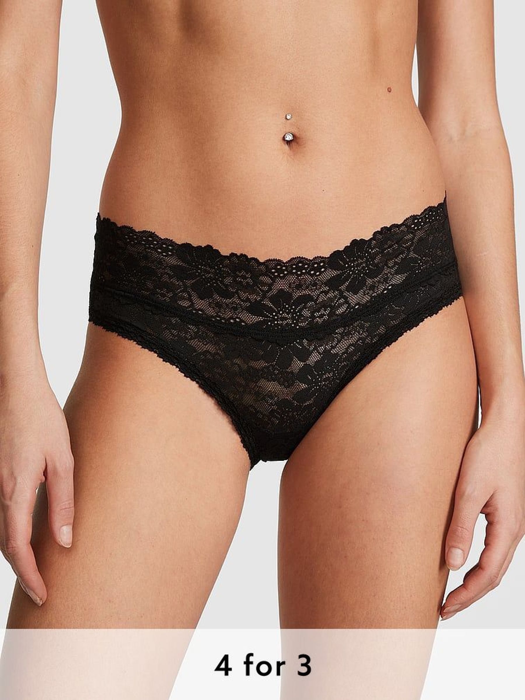 Pure Black Hipster Floral Lace Knickers (AM0928) | £9