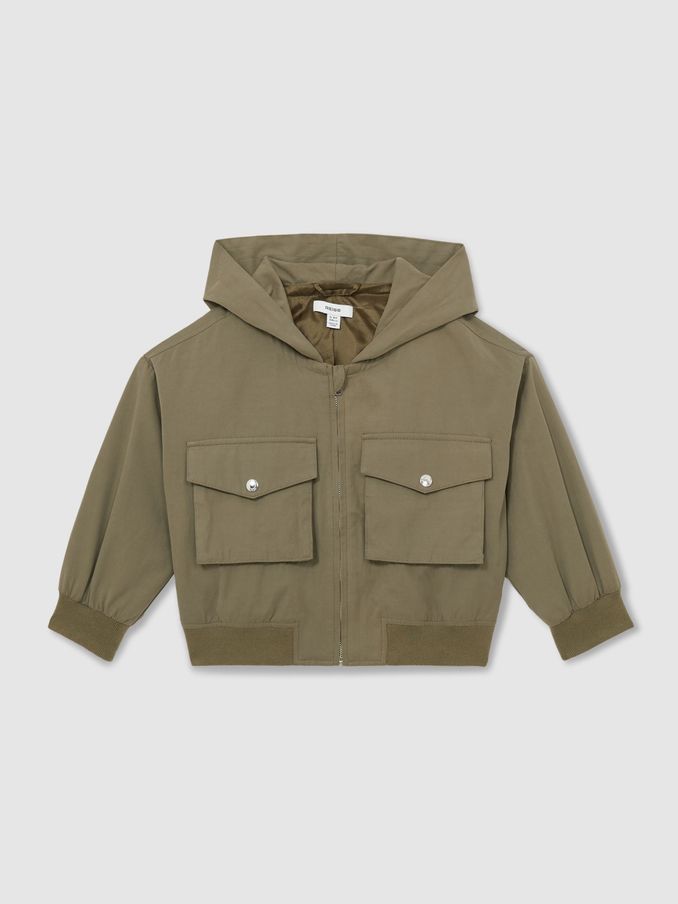 13-14 yrs Hooded Utility Bomber Jacket in Khaki (AM4066) | £35