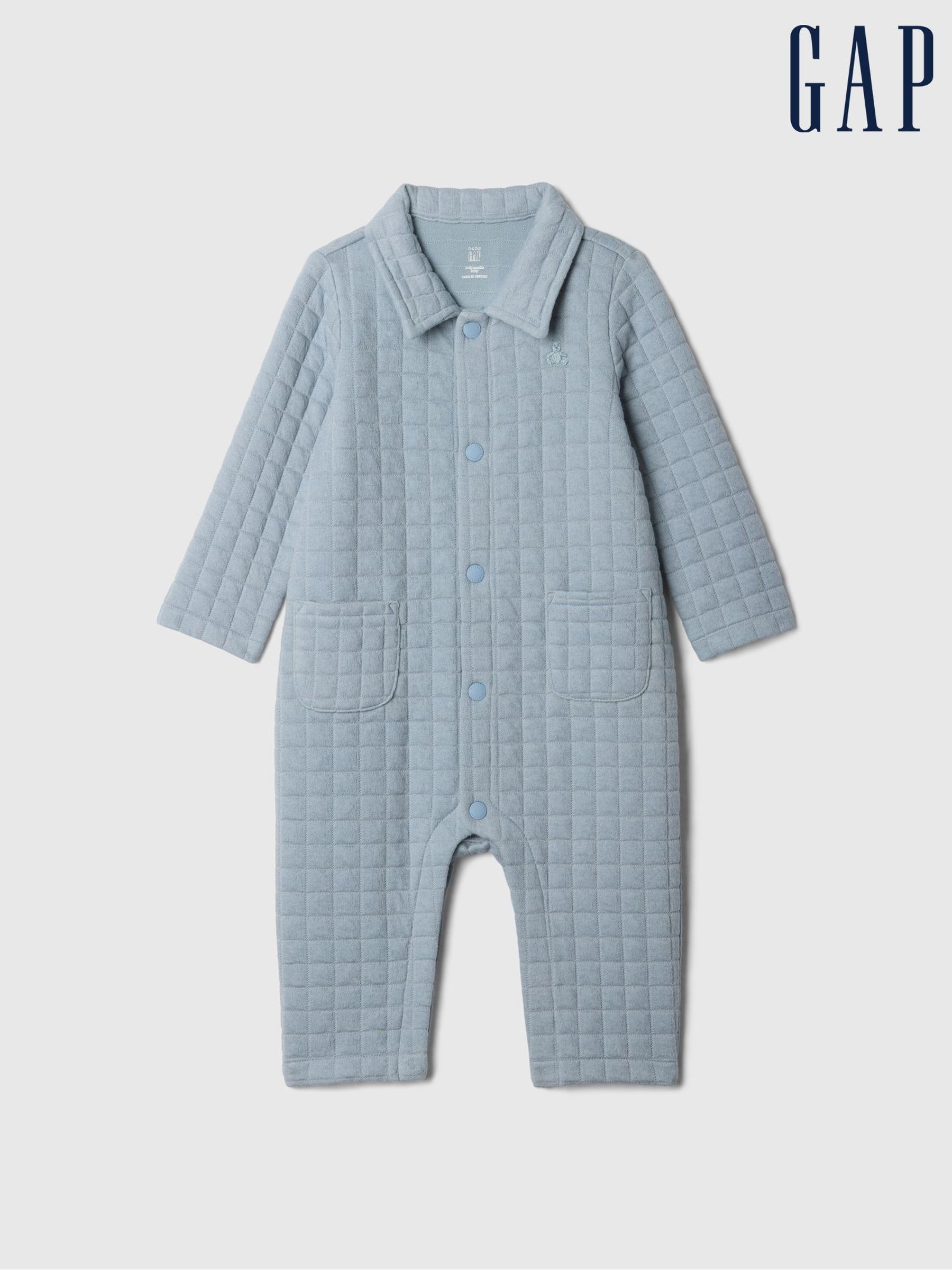 Blue Quilted Brannan Bear Jacquard One-Piece (Newborn-24mths) (AM4440) | £30