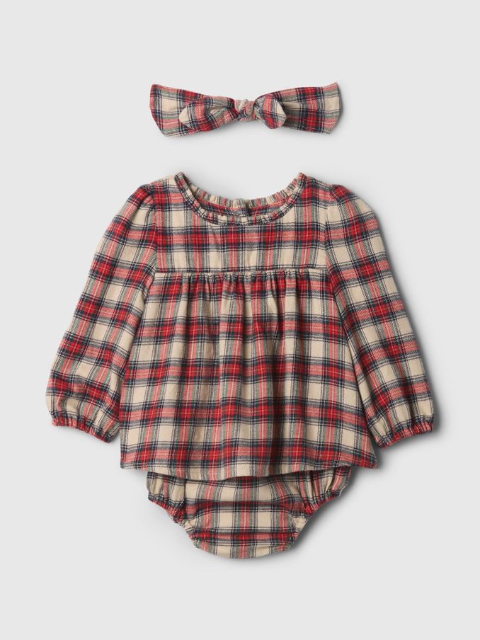 Red Check Dress and Bow Set (Newborn-24mths) (AM4441) | £14