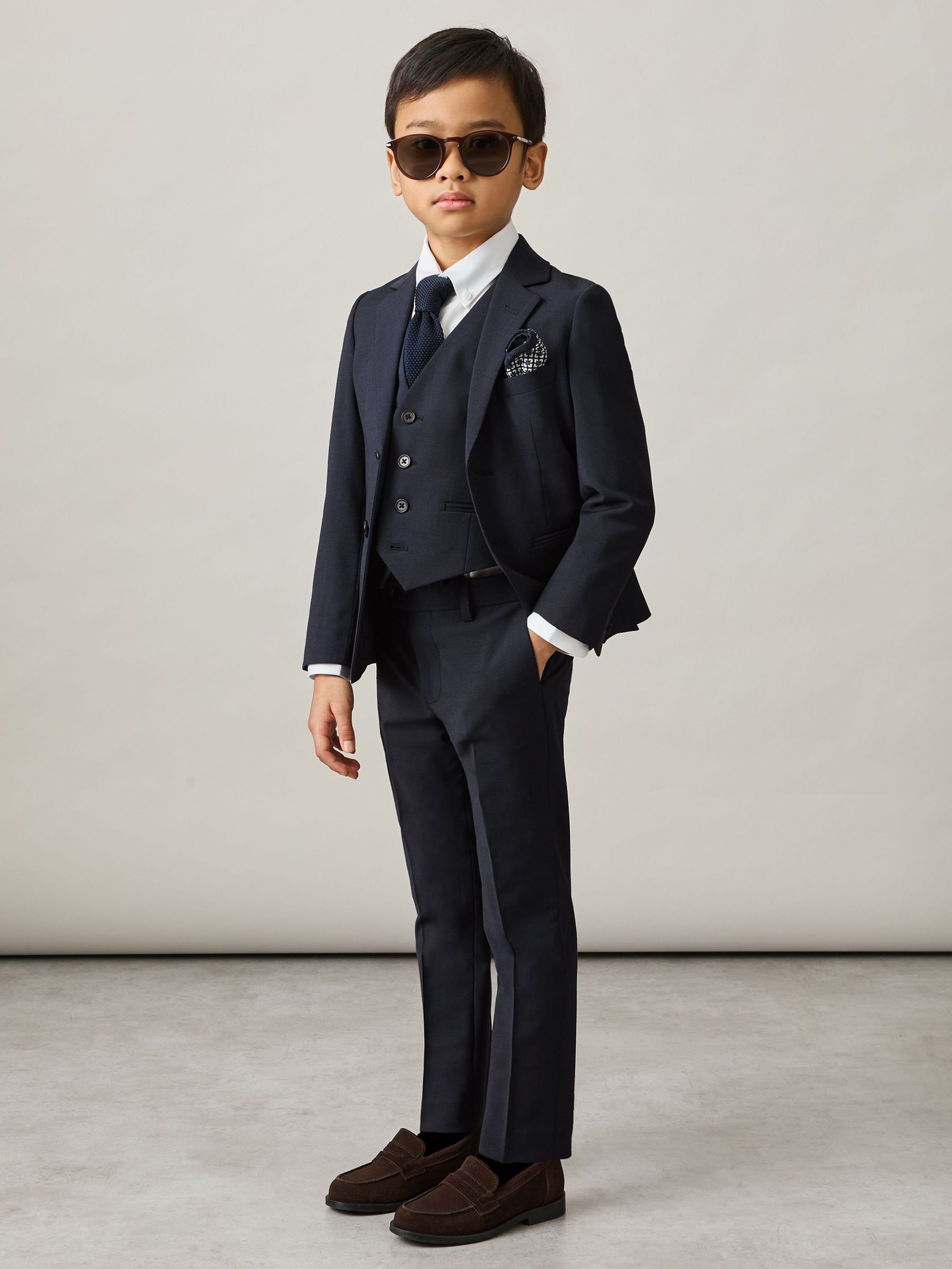 Wool-Blend Single-Breasted Waistcoat in Navy (AM4622) | £42