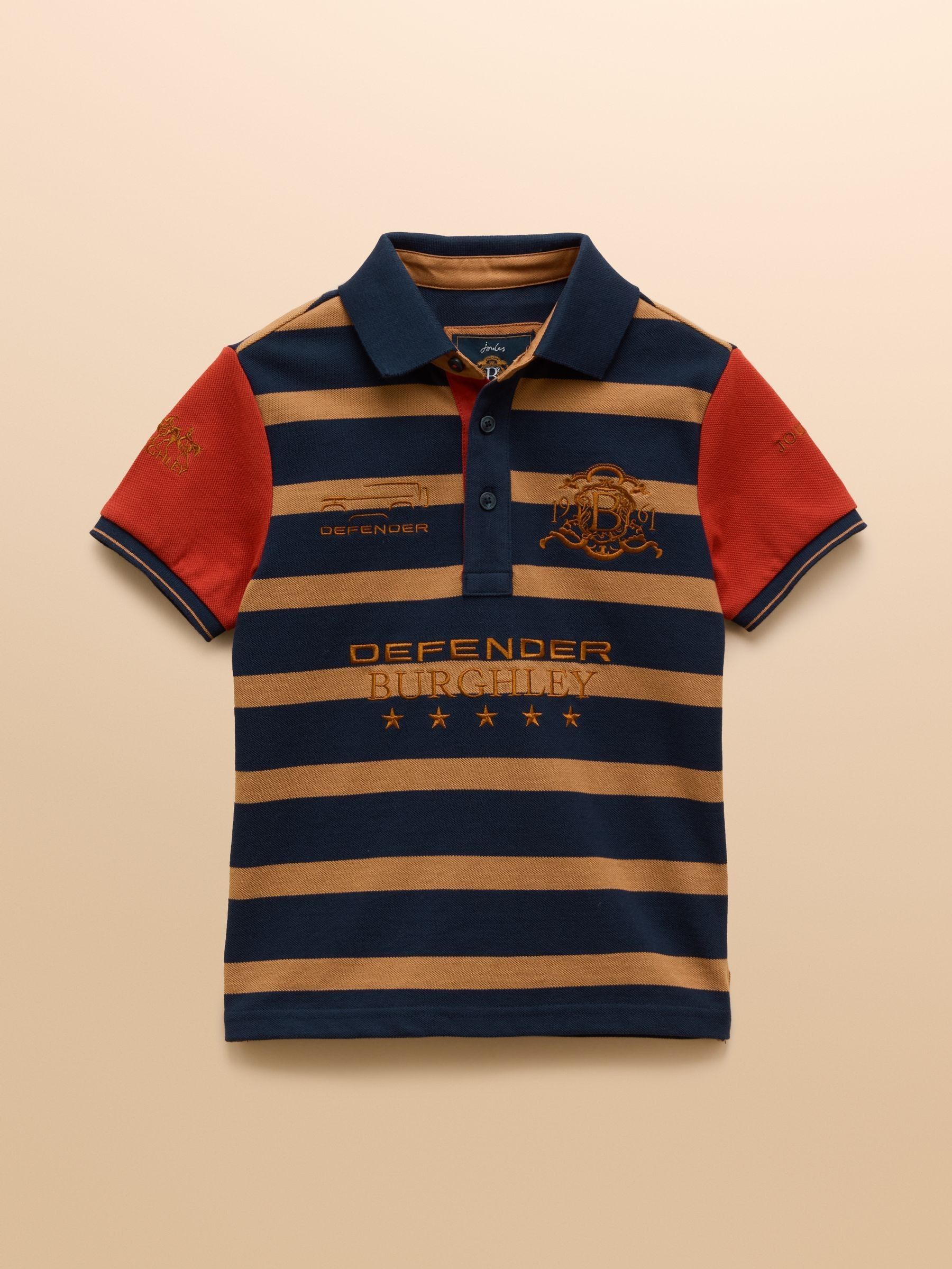Official Burghley Orange Stripe Kids Pique Polo Shirt (AM4773) | £30 - £35