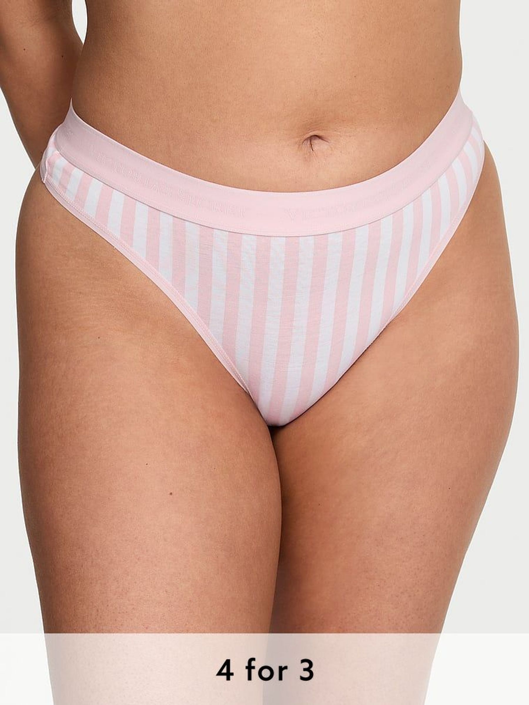 Pretty Blossom Pink Stripe Thong Knickers (AM6481) | £9