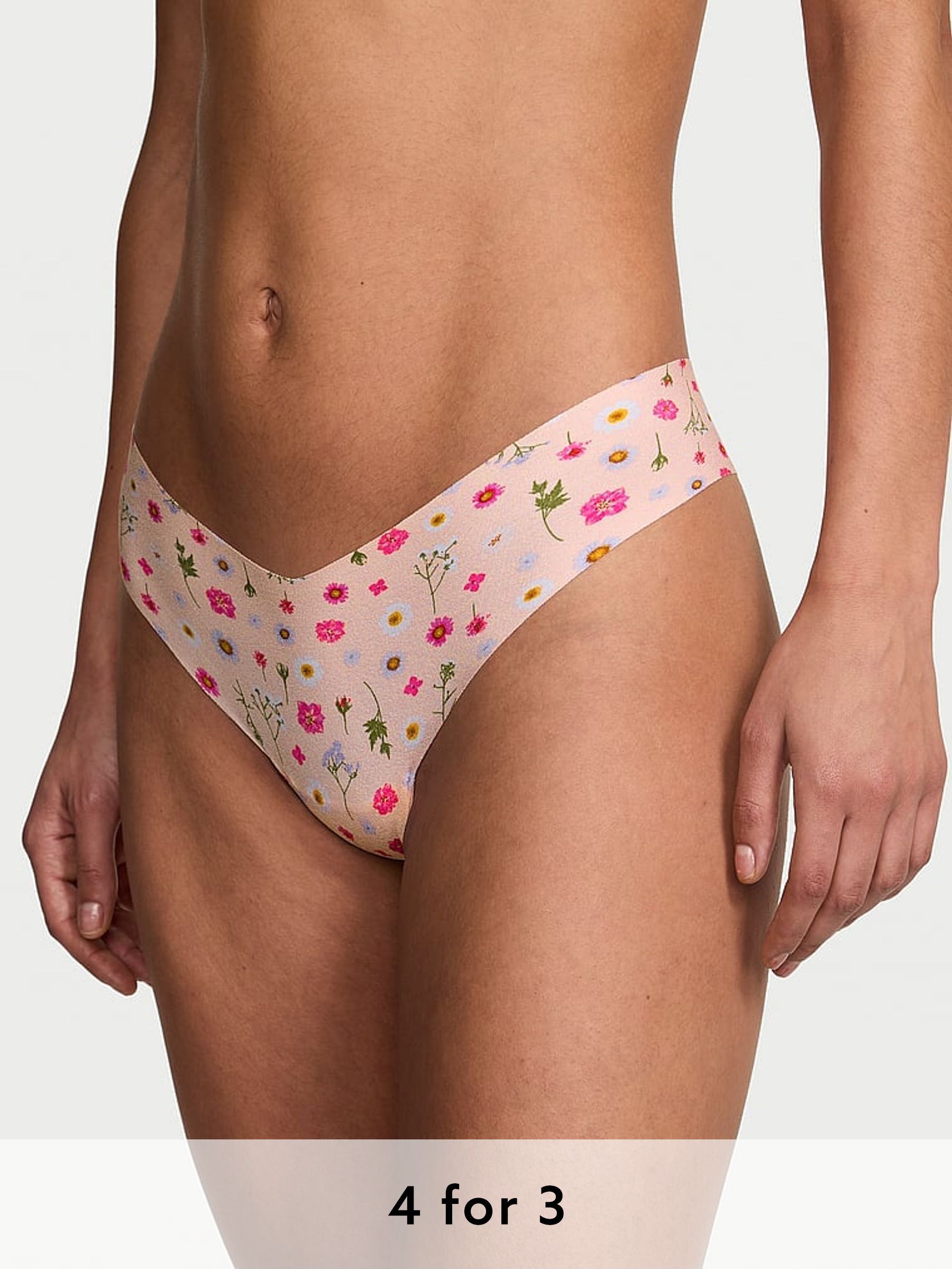 Purest Pink Floral Thong Knickers (AM6486) | £9