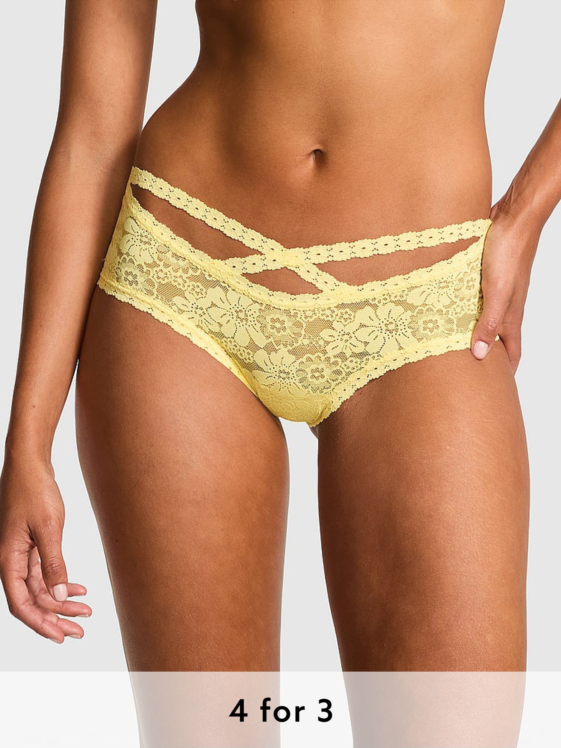 Mellow Yellow Cheeky Floral Lace Knickers (AM6495) | £9