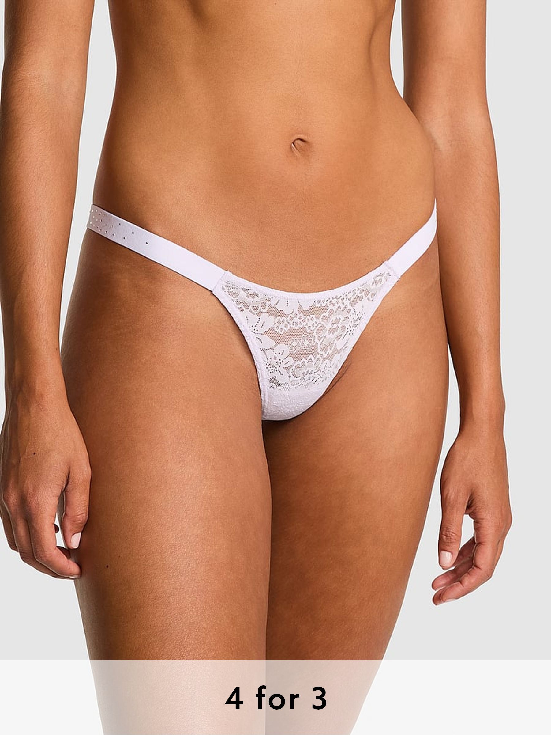 Purple Whisper Thong Lace Logo Scoop Knickers (AM6496) | £9