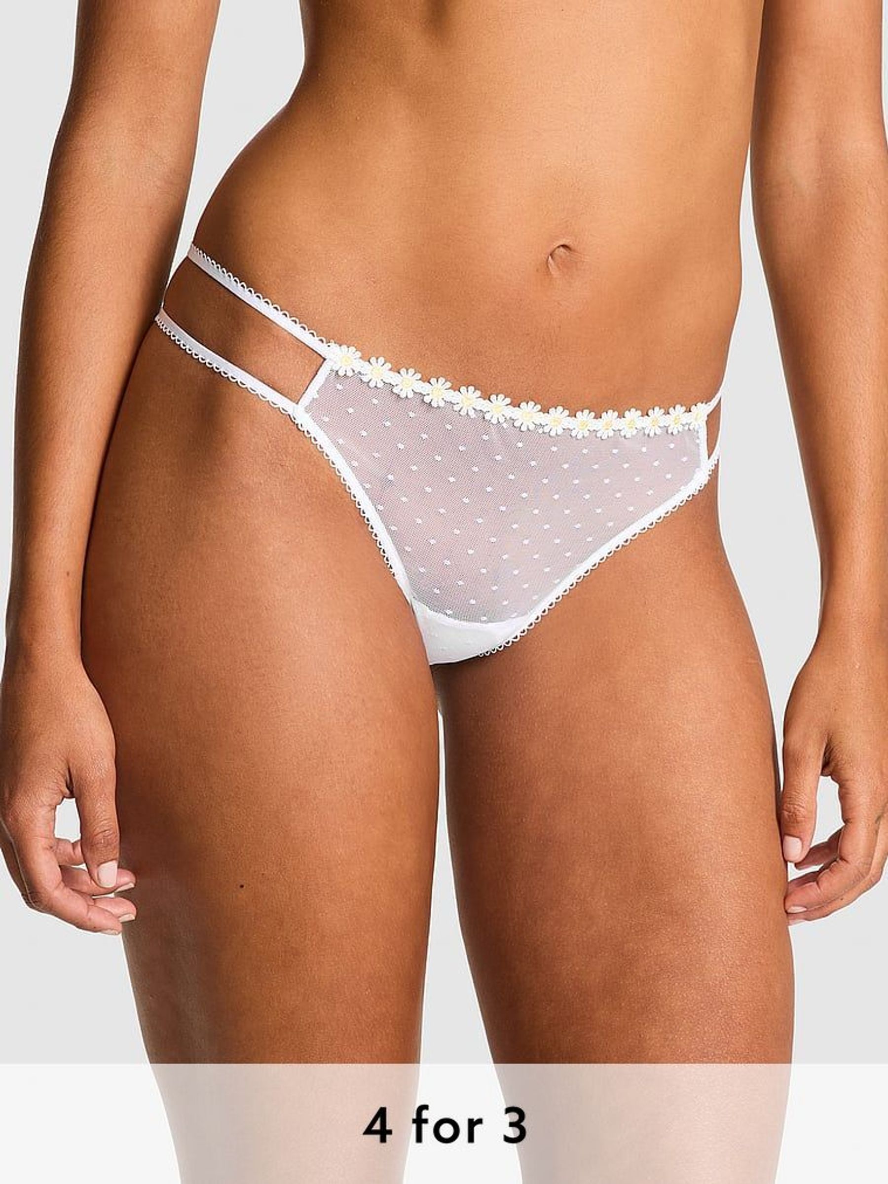 White Double Strap Thong Lace Knickers (AM6520) | £9