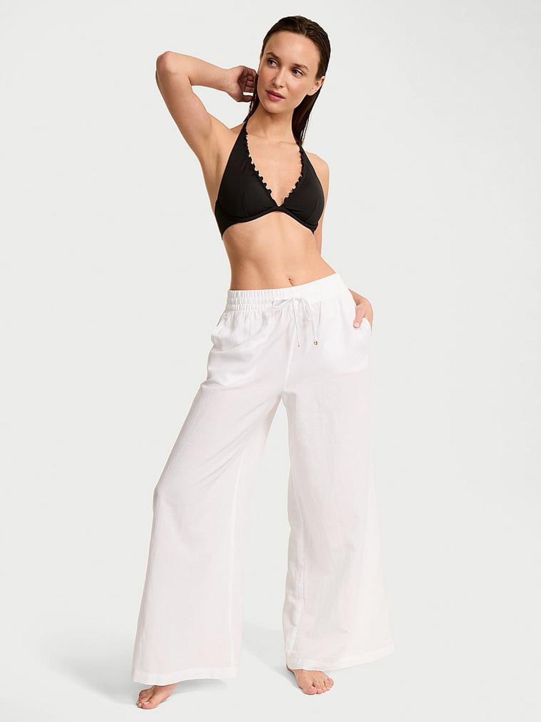 White Linen Cover Up Trousers (AM6522) | £59
