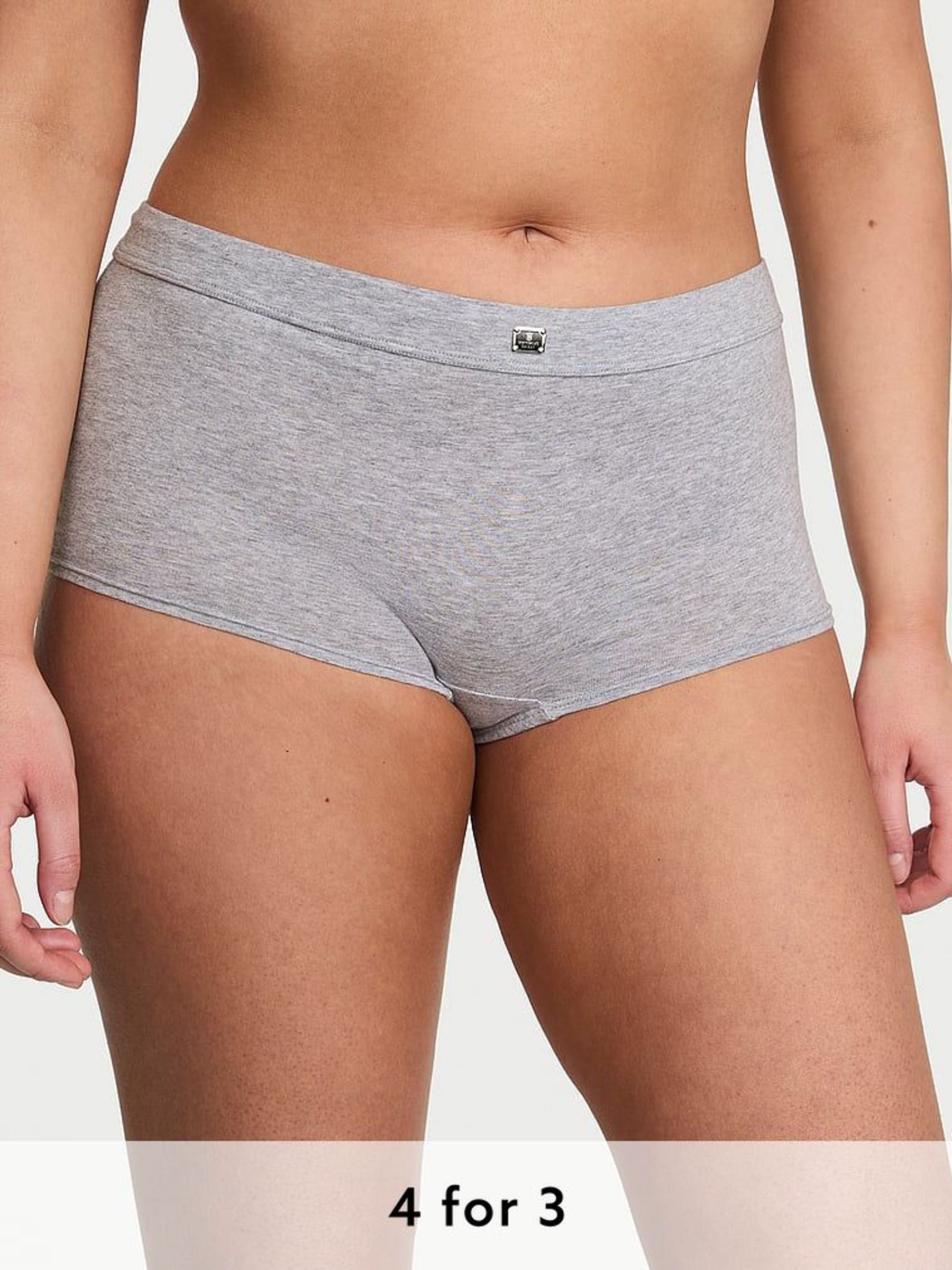 Grey Heather Short Cotton Logo Knickers (AM6788) | £9