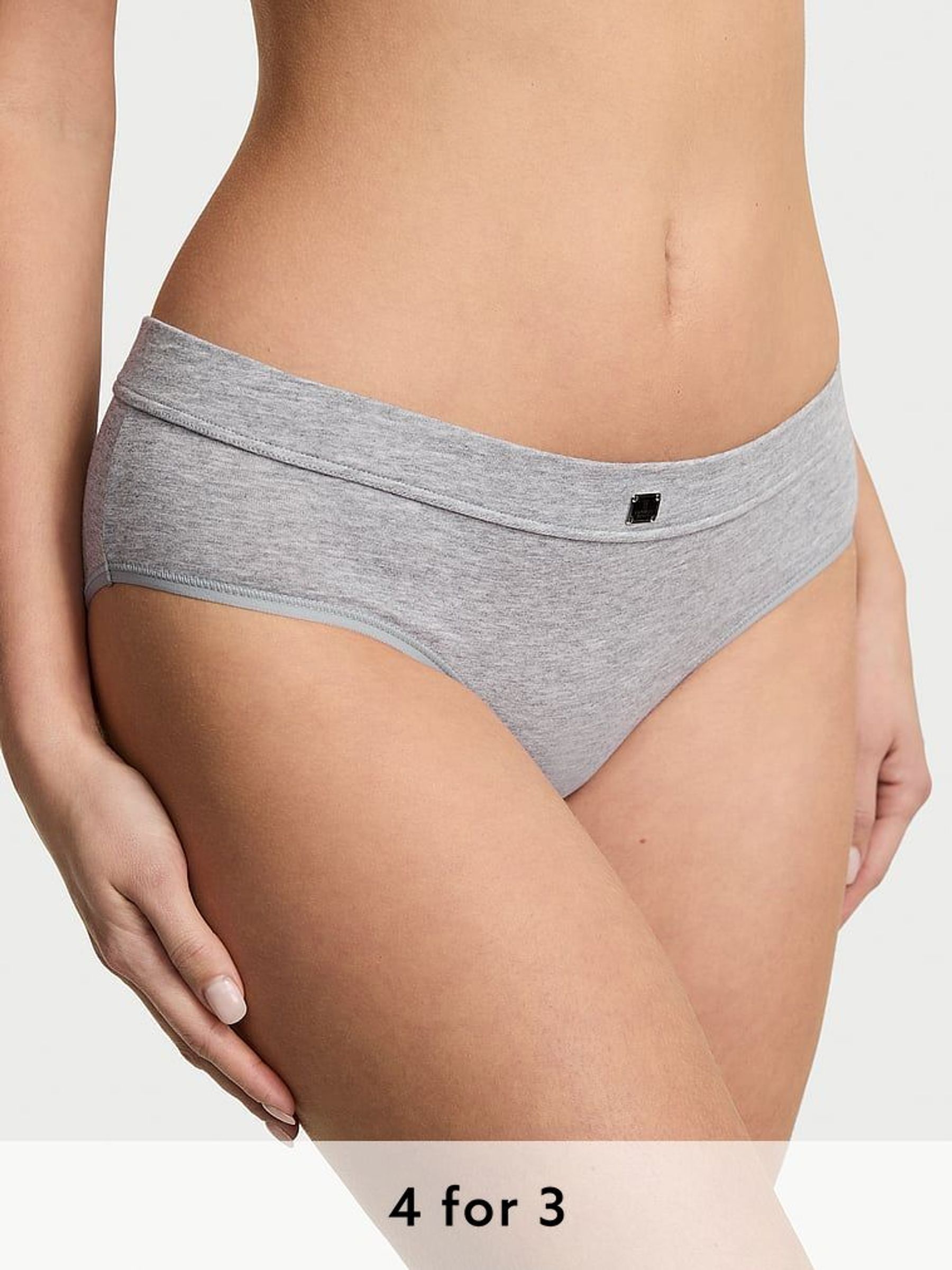 Grey Heather Hipster Cotton Logo Knickers (AM6794) | £9