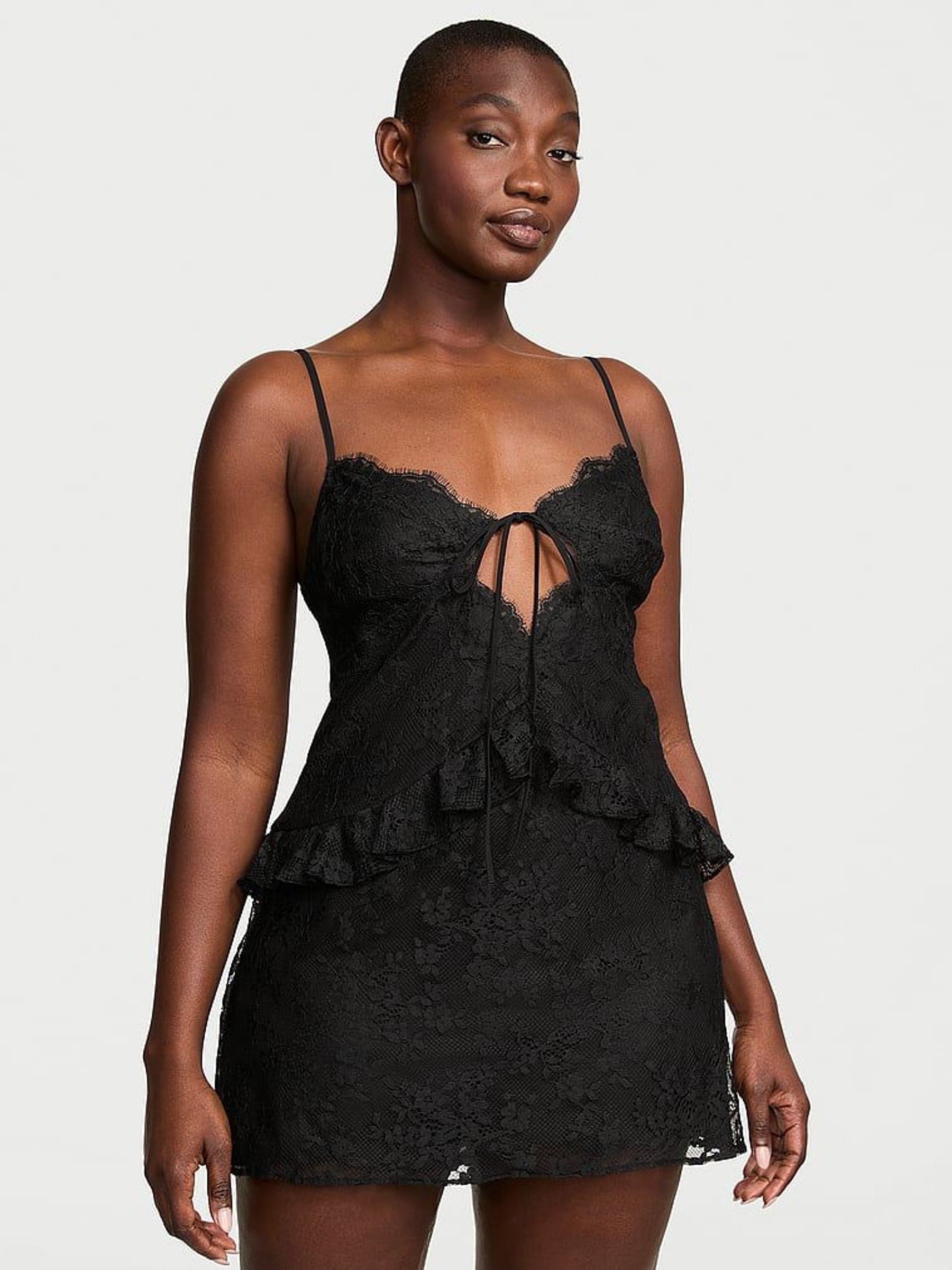 Black Lace Slip Dress (AM6802) | £69