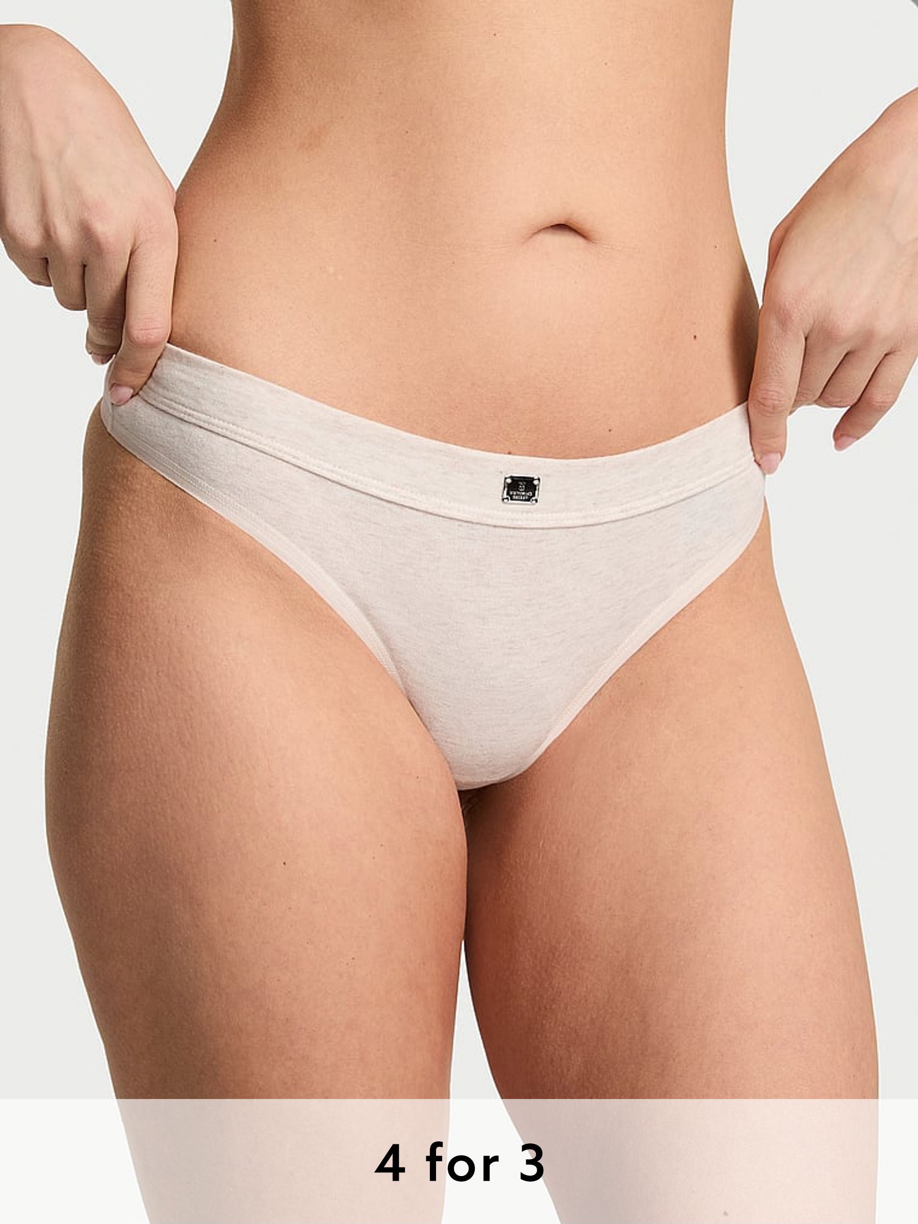 Nude Heather Thong Cotton Logo Knickers (AM6806) | £9