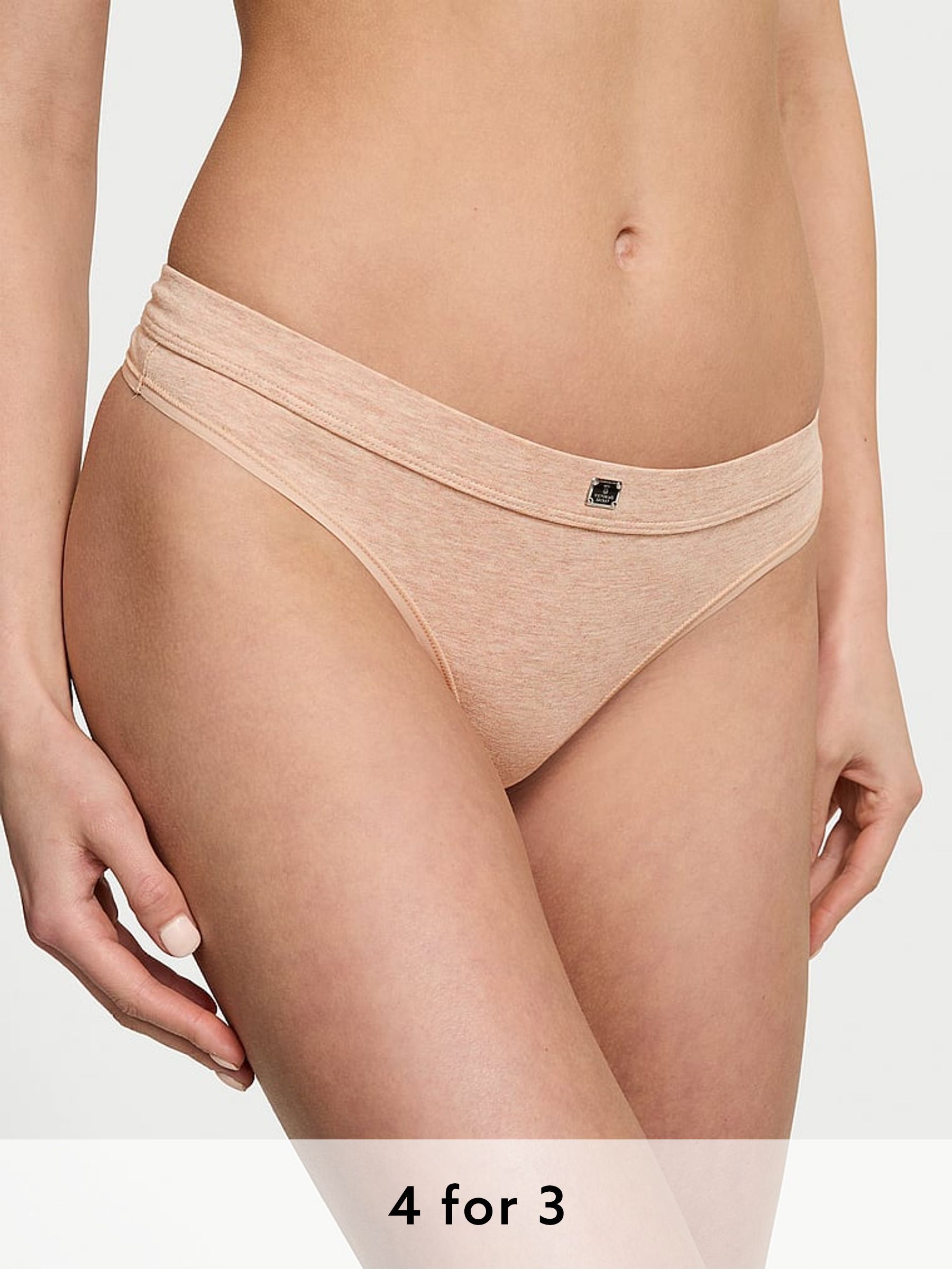 Blush Pink Heather Thong Cotton Logo Knickers (AM6821) | £9