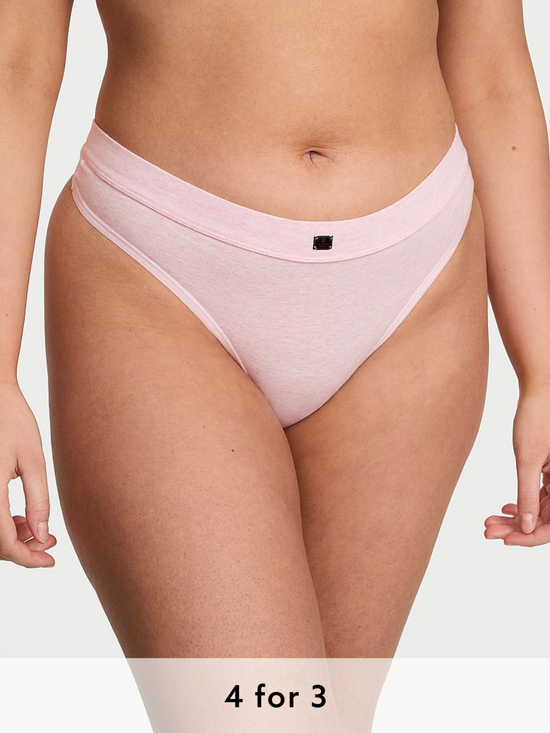 Pink Petal Heather Thong Cotton Logo Knickers (AM6833) | £9