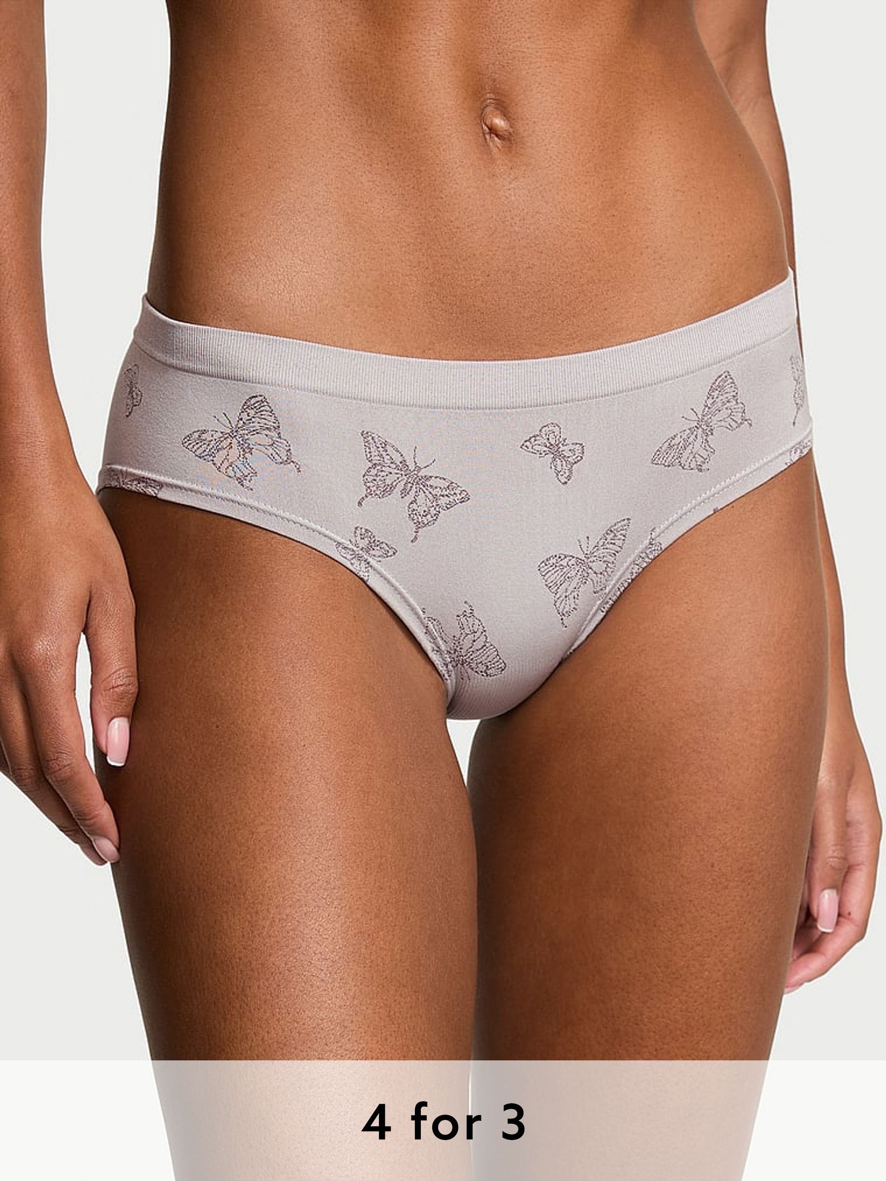 Silver Pearl Grey Butterfly Bikini Knickers (AM6834) | £9