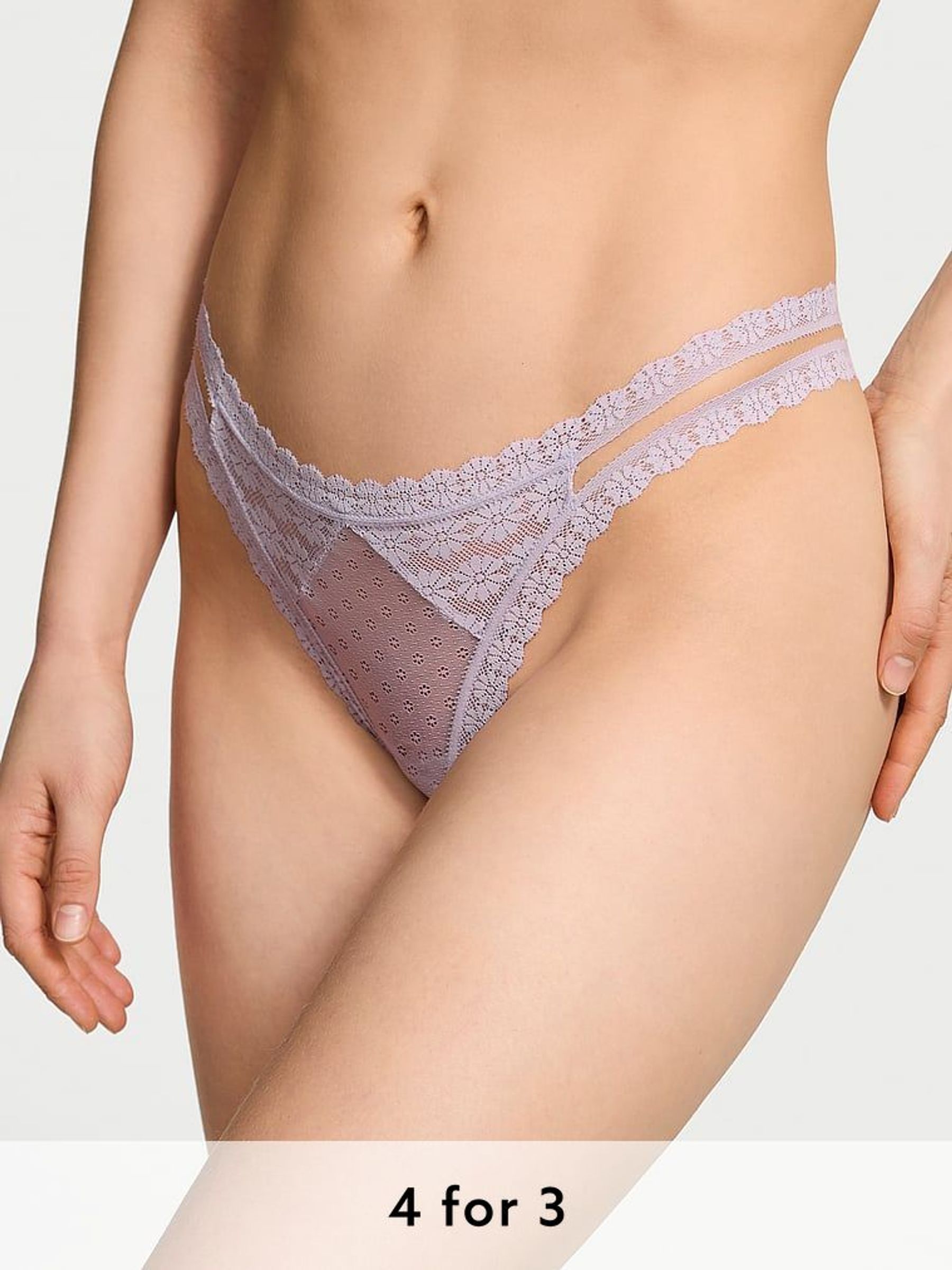 Feather Purple Double Strap Thong Knickers (AM6837) | £9