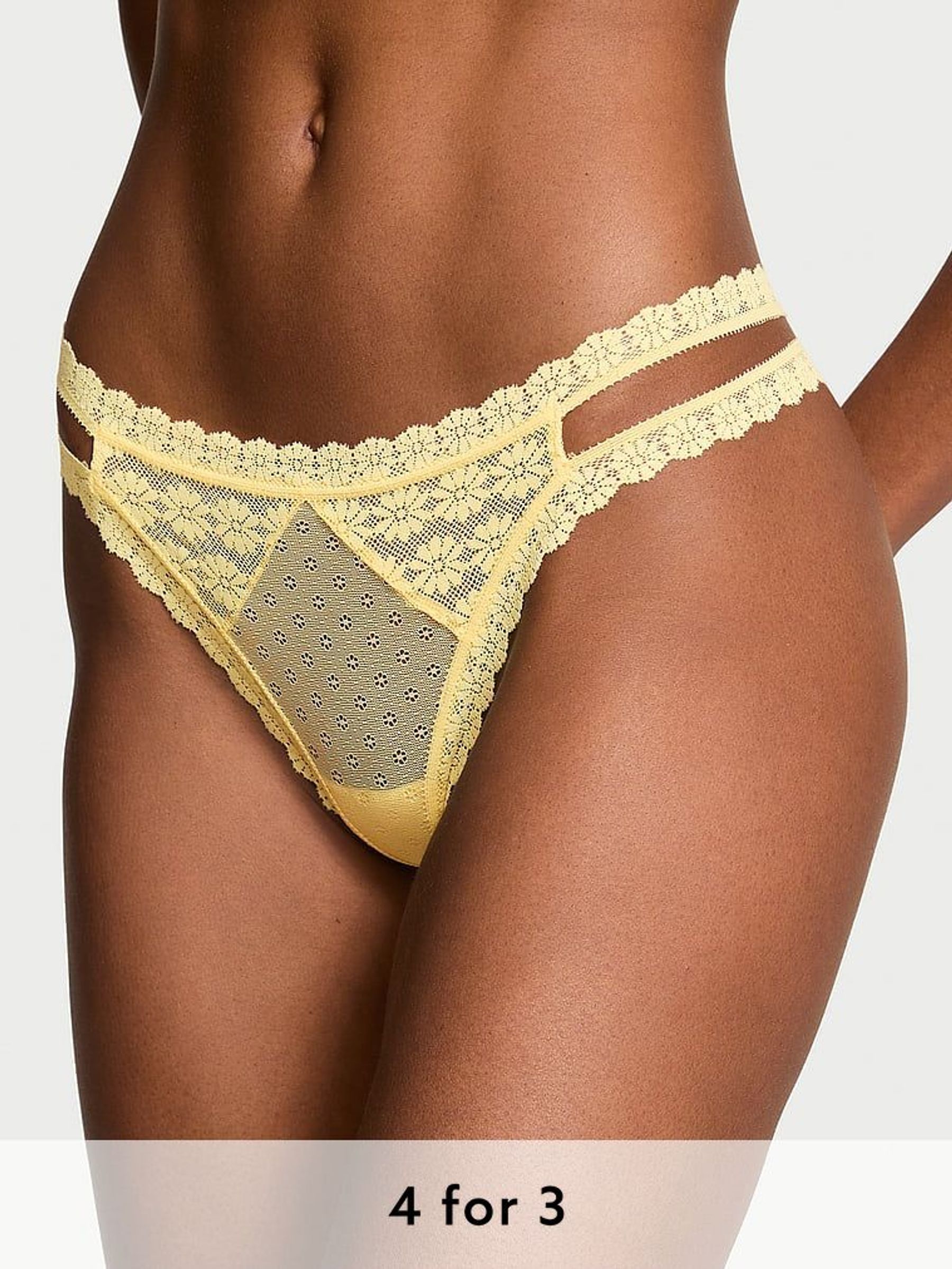 Yellow Tulip Double Strap Thong Knickers (AM6856) | £9