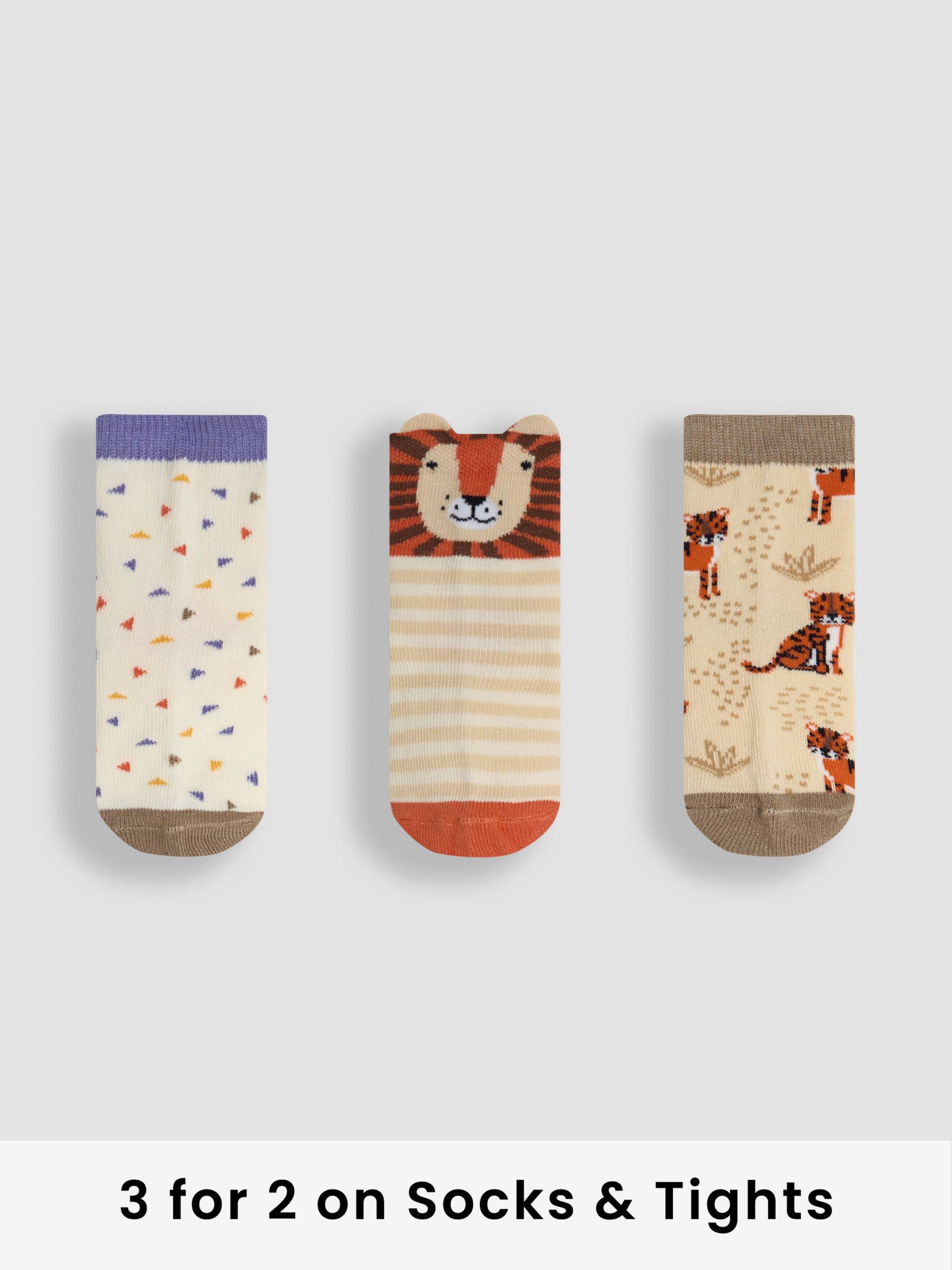Orange Printed Socks 3 Pack (AM7709) | £9.50