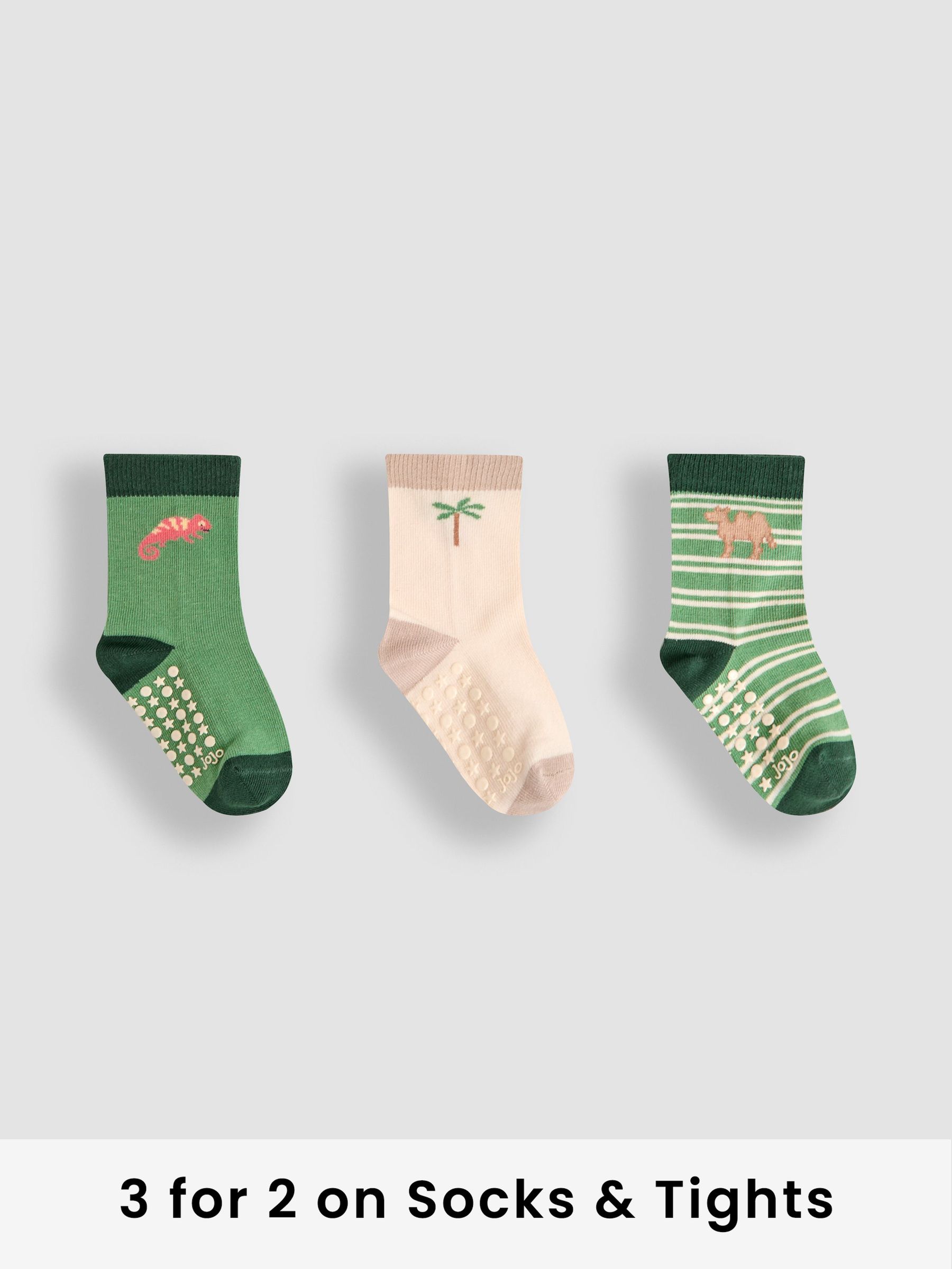 Green Printed Socks 3 Pack (AM7718) | £9.50