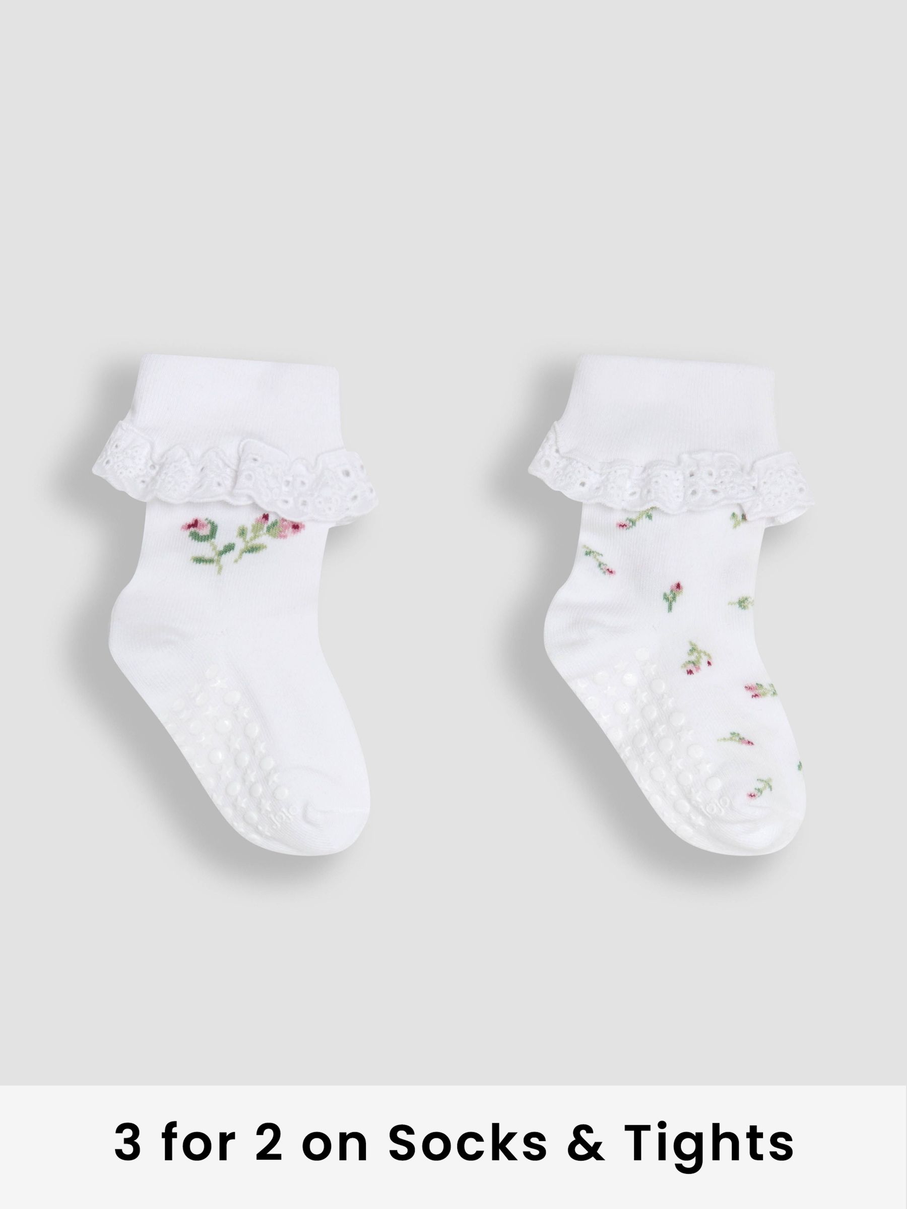 White 2-Pack Frilly Rose Socks (AM7720) | £9.50