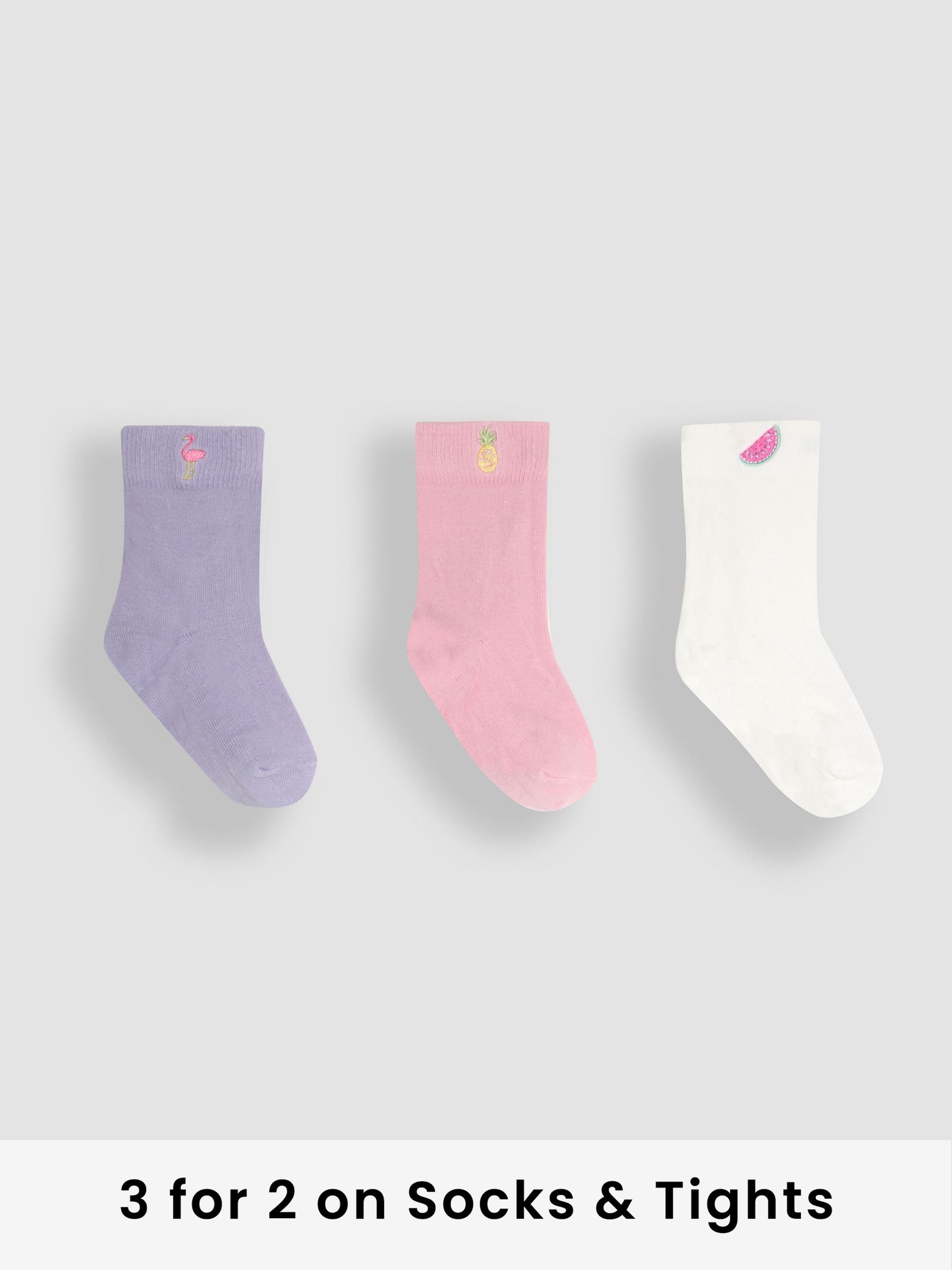 Pink Printed Socks 3 Pack (AM7721) | £9.50