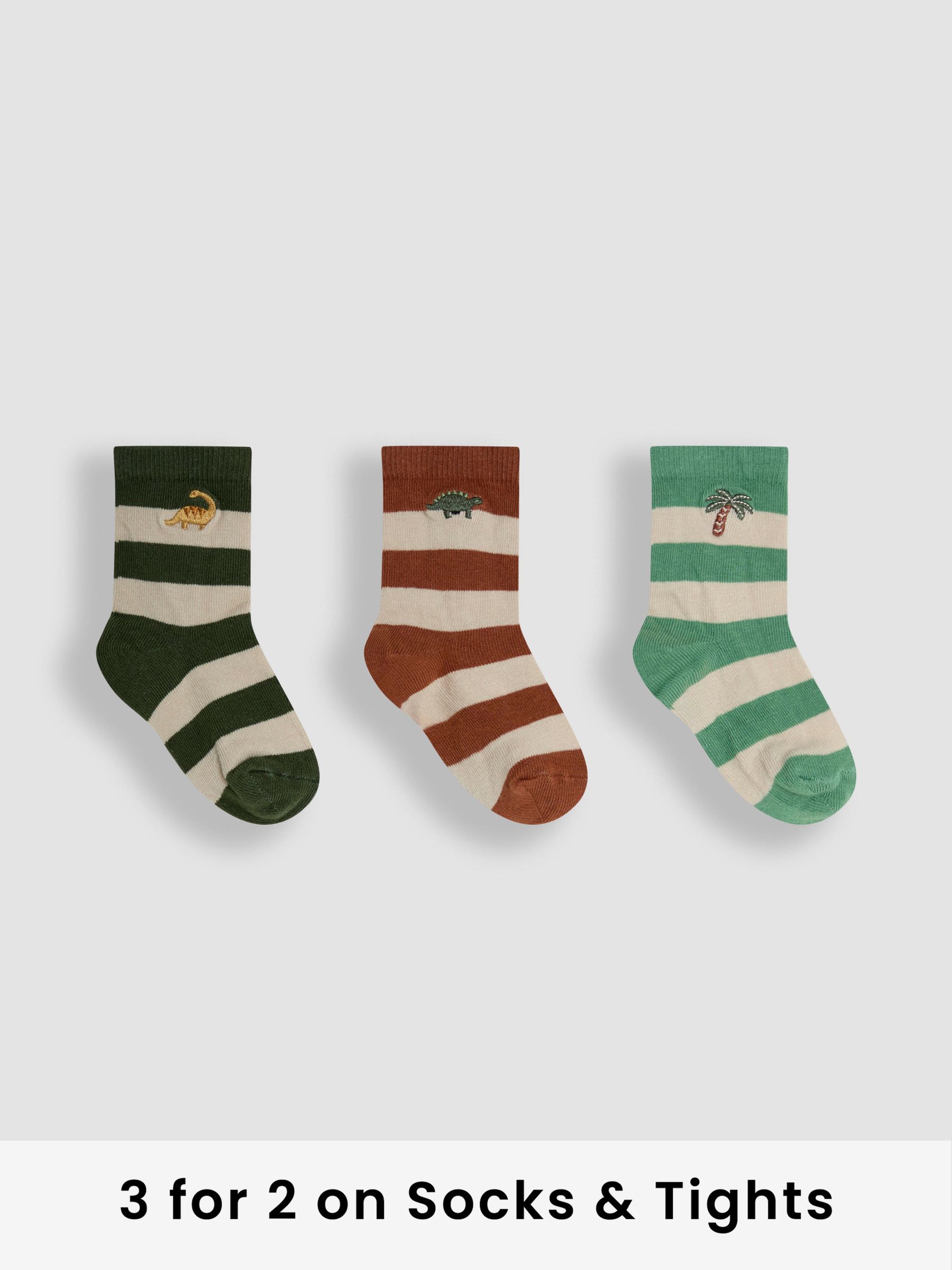Green Printed Socks 3 Pack (AM7739) | £9.50
