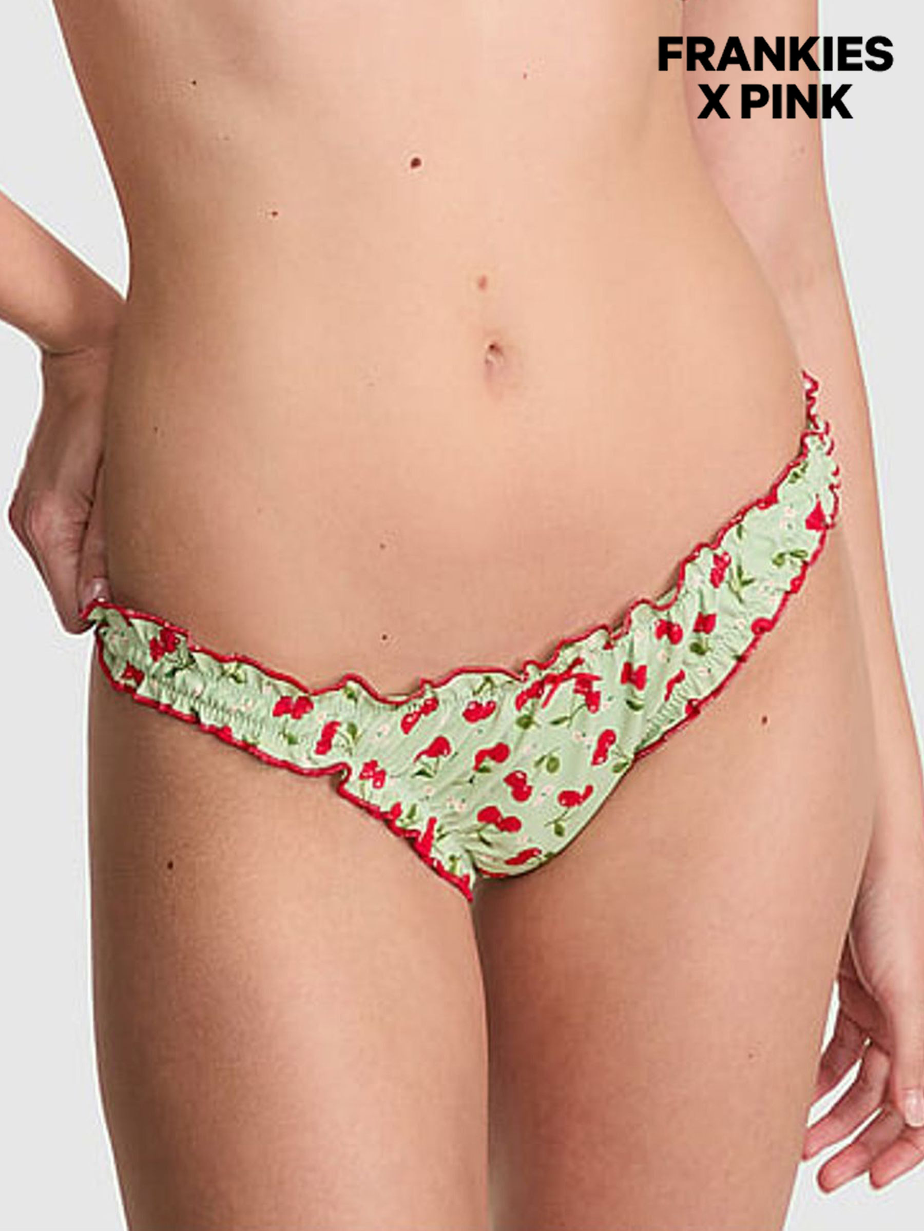 Cherry Hearts Green Hudson Cheeky Bikini Bottoms (AM7903) | £34