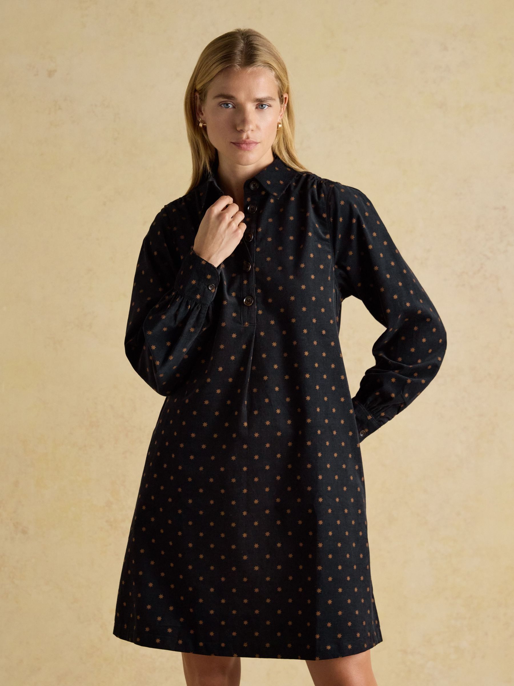 Maple Black Star Cord Shirt Dress (AM8347) | £69