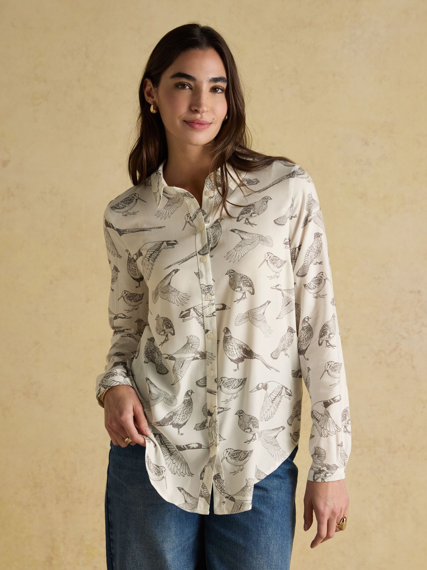 Elvina Bird print White Relaxed Fit Shirt (AM8360) | £39