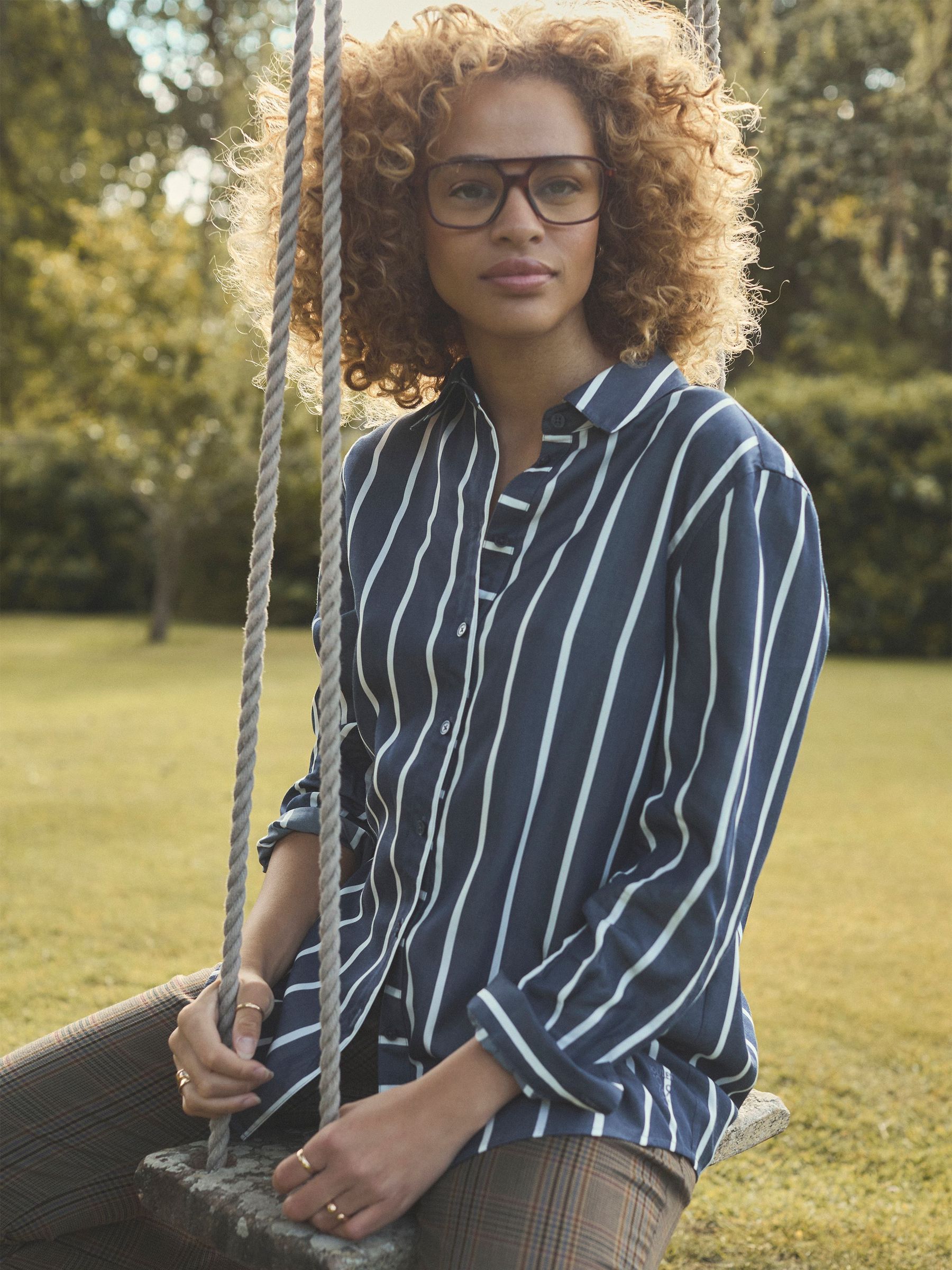 Claudia Navy Cream Stripe Boyfriend Shirt (AM8362) | £33