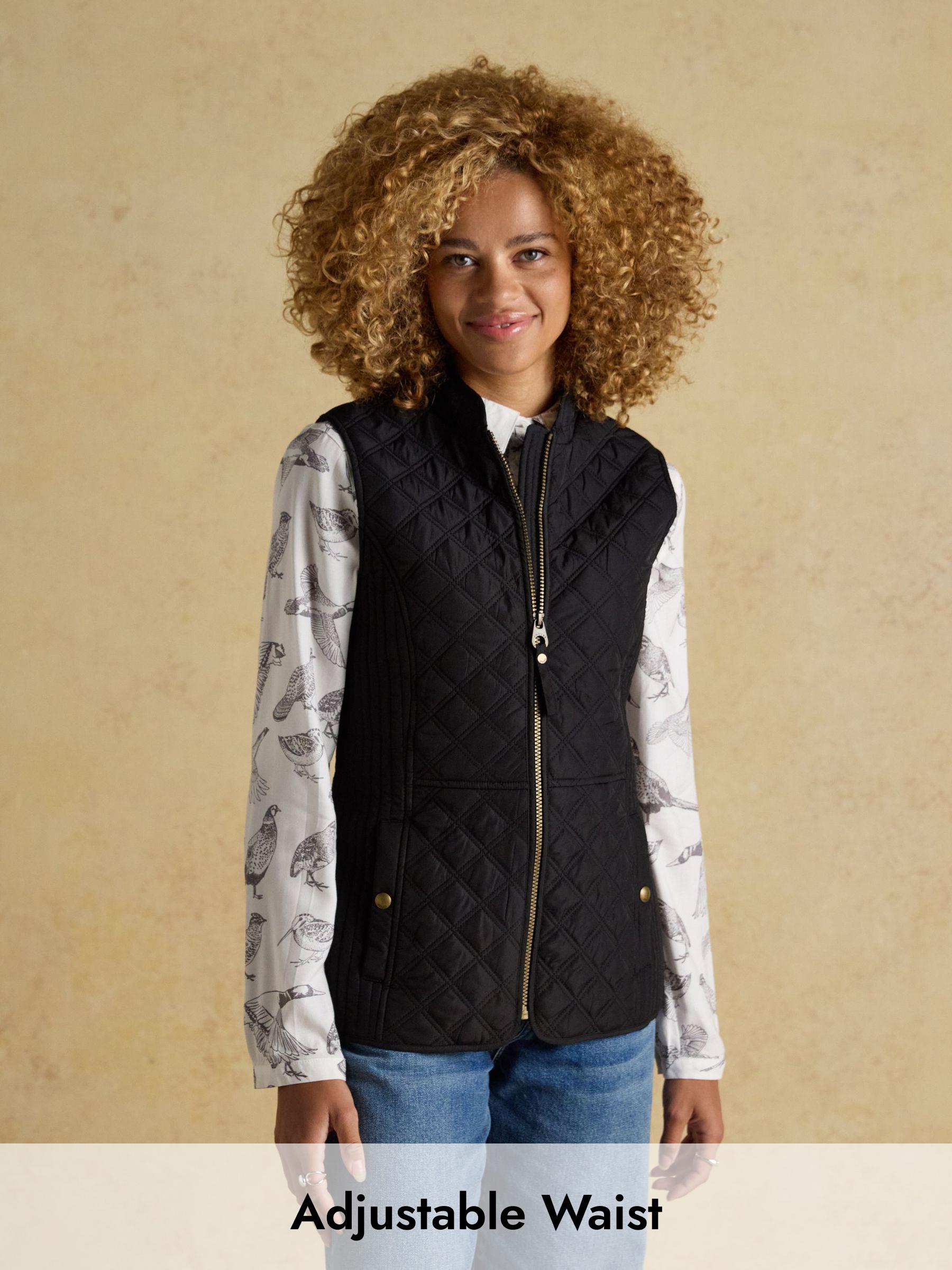Minx Black Showerproof Diamond Quilted Gilet with Adjustable Waist (AM8395) | £49.95