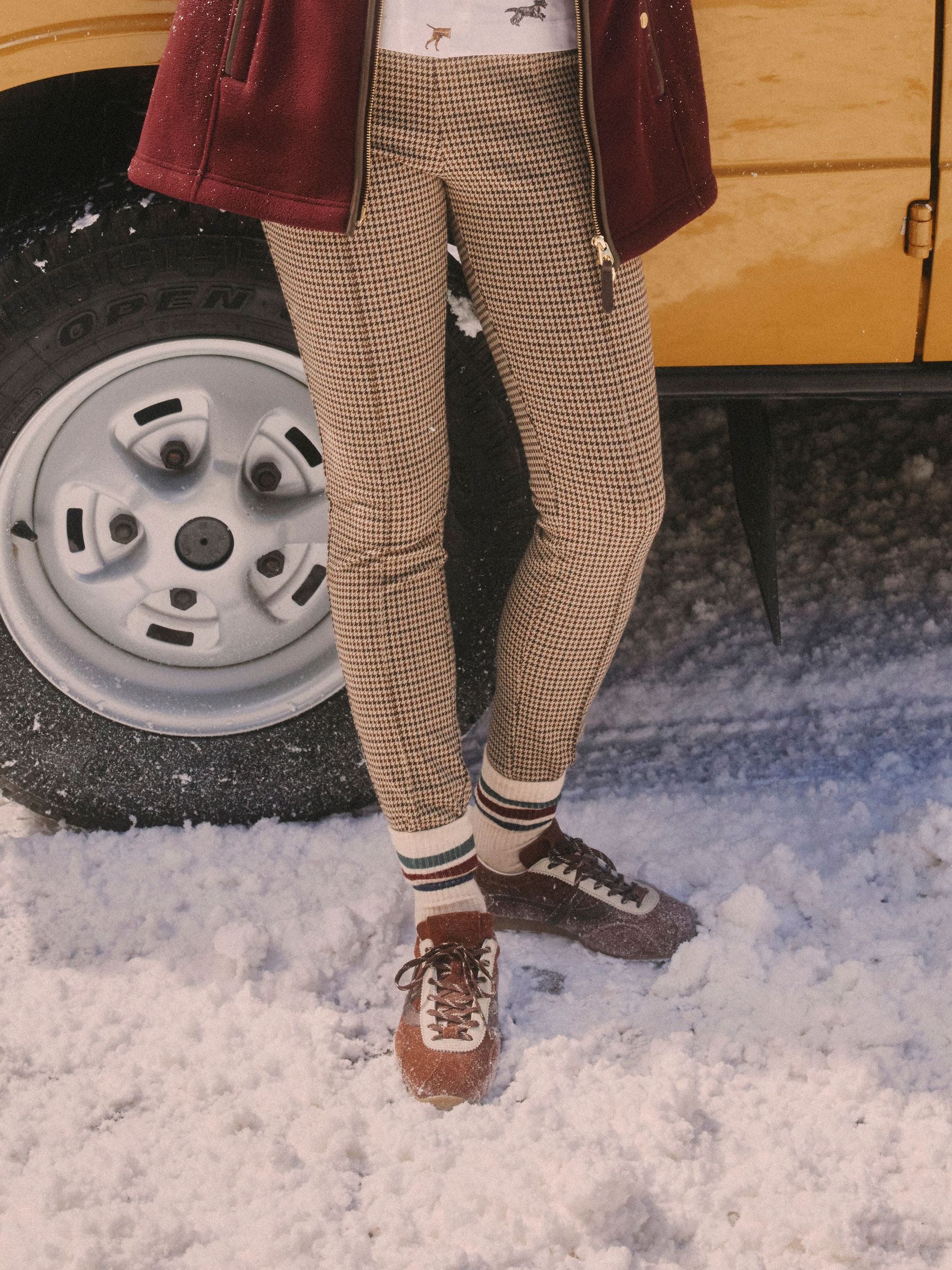 Mia Brown Checked Skinny Elasticated Trousers with Zip Fly (AM8409) | £55