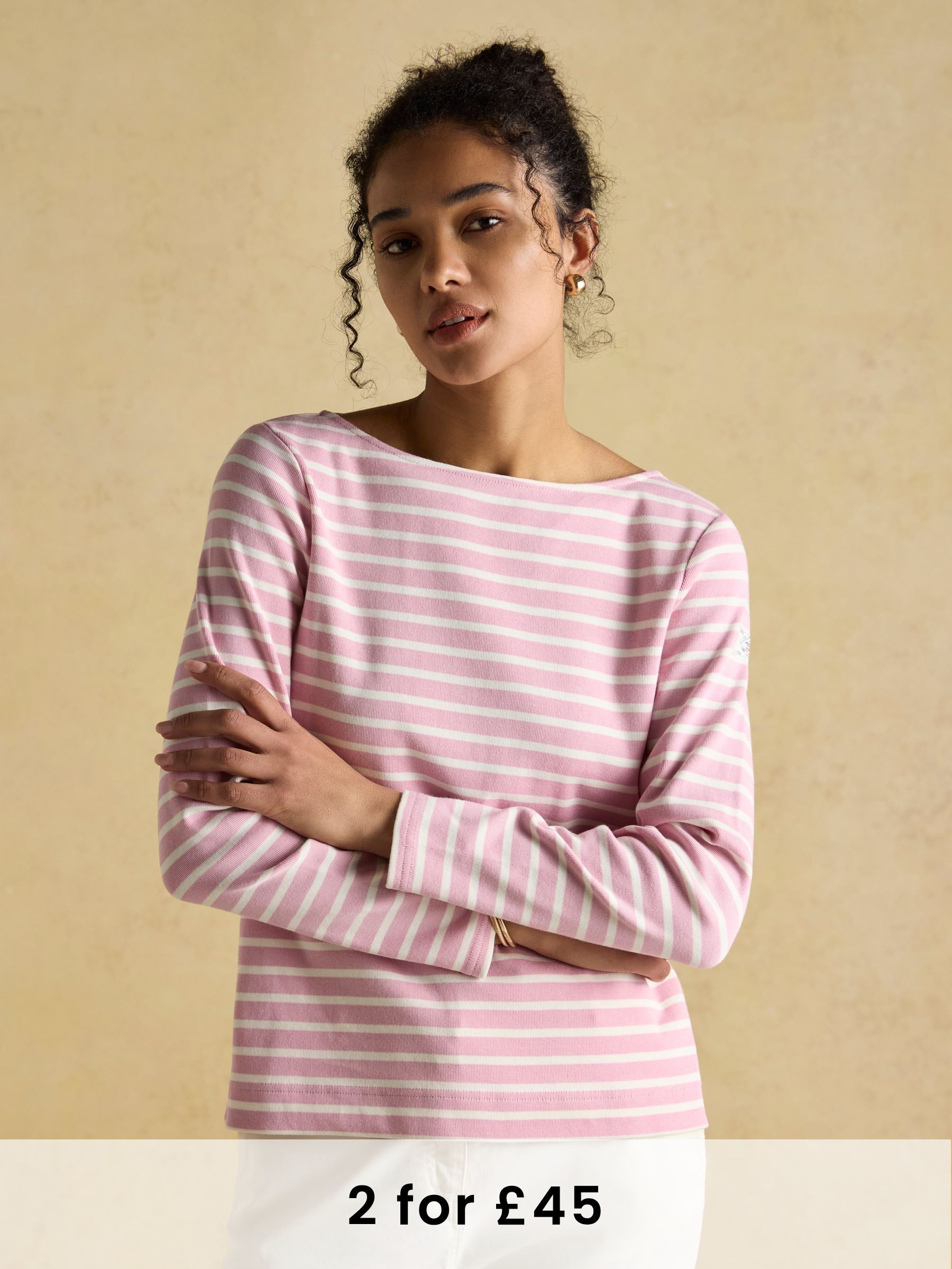 Harbour Pink Boat Neck 100% Cotton Breton Top (AM8410) | £29