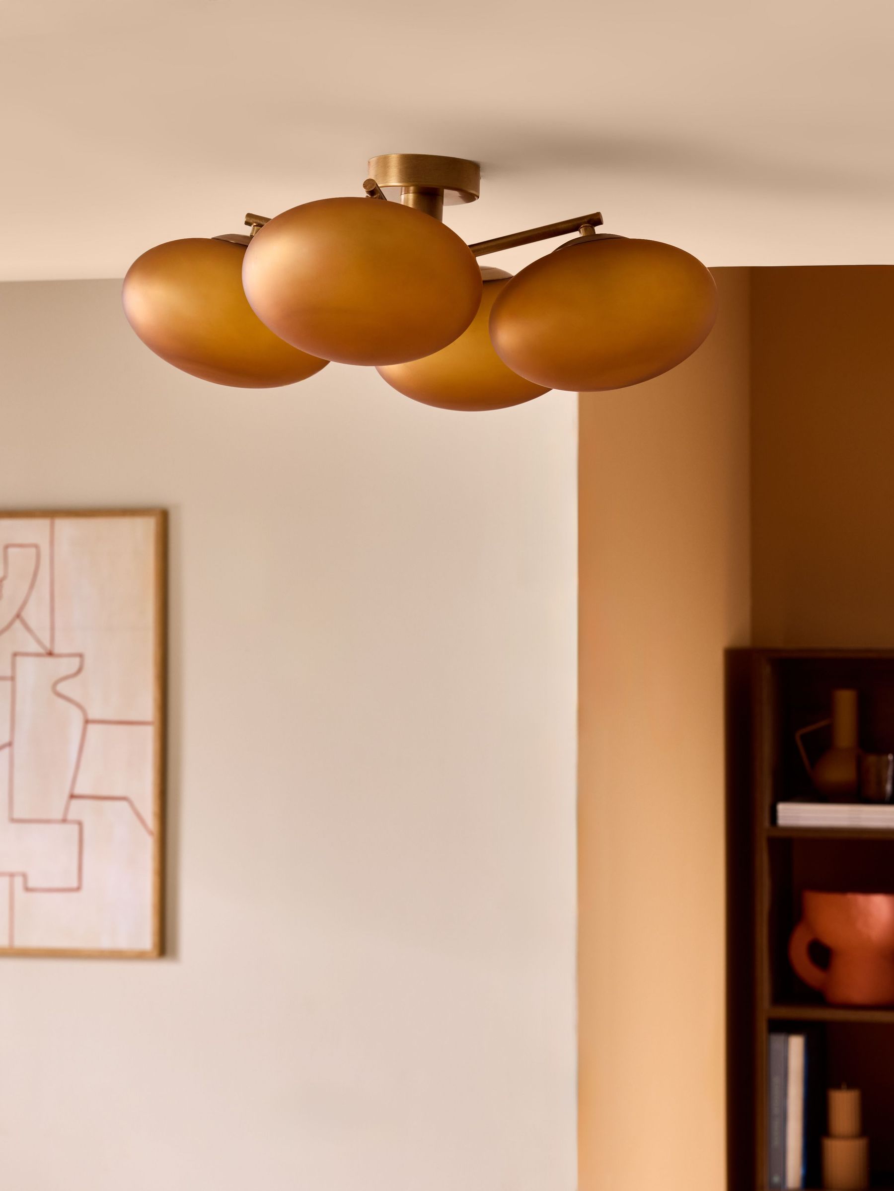 Caleb 4 Flush Light in Amber/Brass (AM8913) | £189