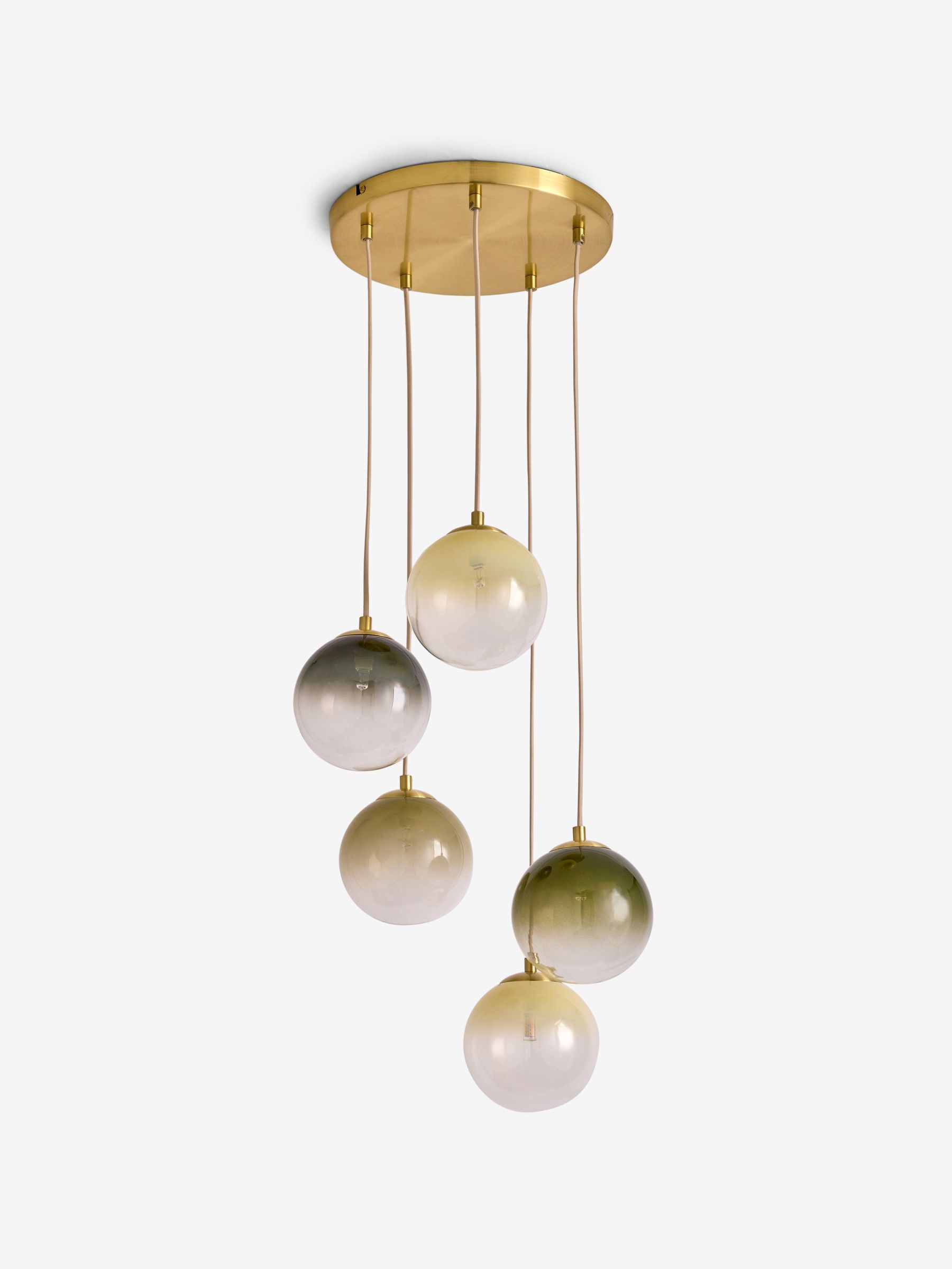Globe 5 Light Ceiling in Brass/Green Ombre (AM8915) | £189