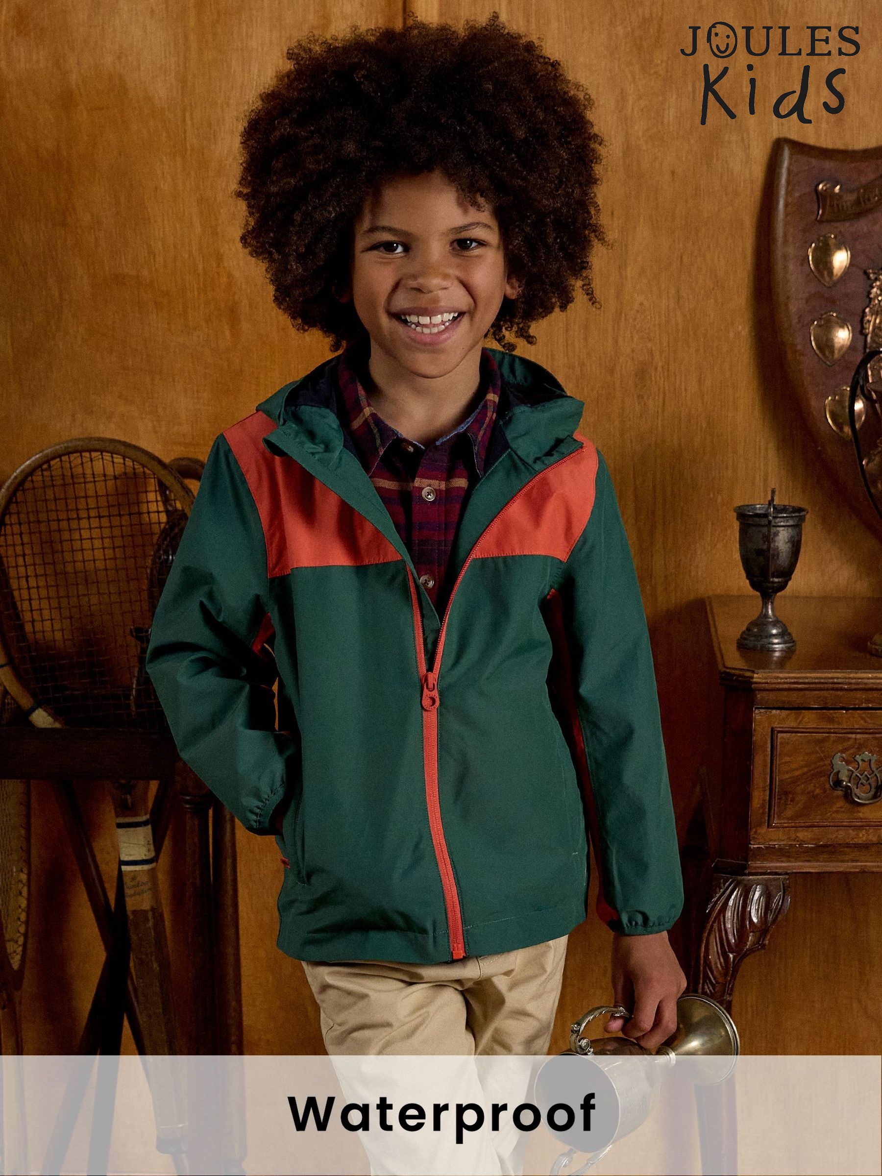 Kids' Ayston Green Colourblock Waterproof Fleece Lined Raincoat (AN2548) | £36 - £39