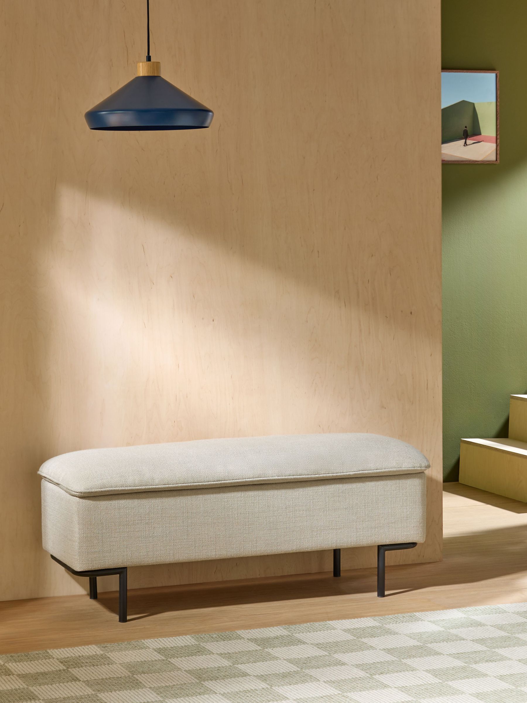 Harlow Storage Ottoman Bench in Natural Oat Textured Weave (AN2595) | £349
