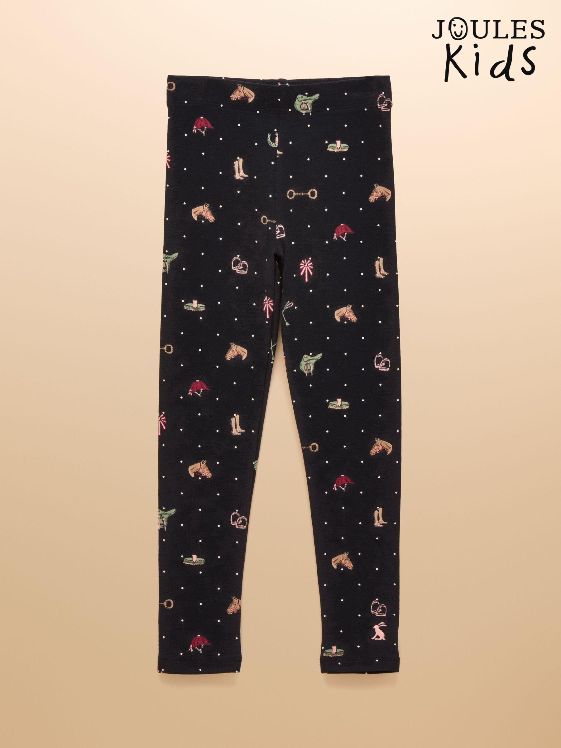 Girls' Deedee Navy Horse Jersey Leggings (AN2931) | £12 - £14